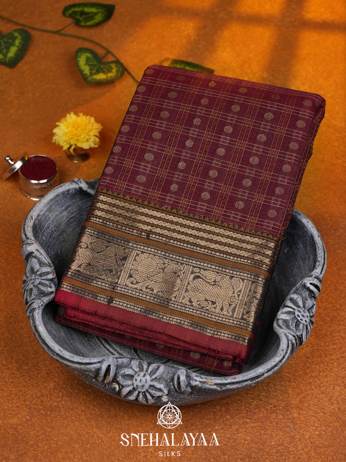 Maroon  Kanchi Cotton Saree