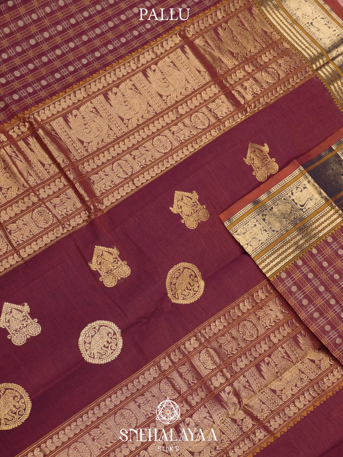 Maroon  Kanchi Cotton Saree