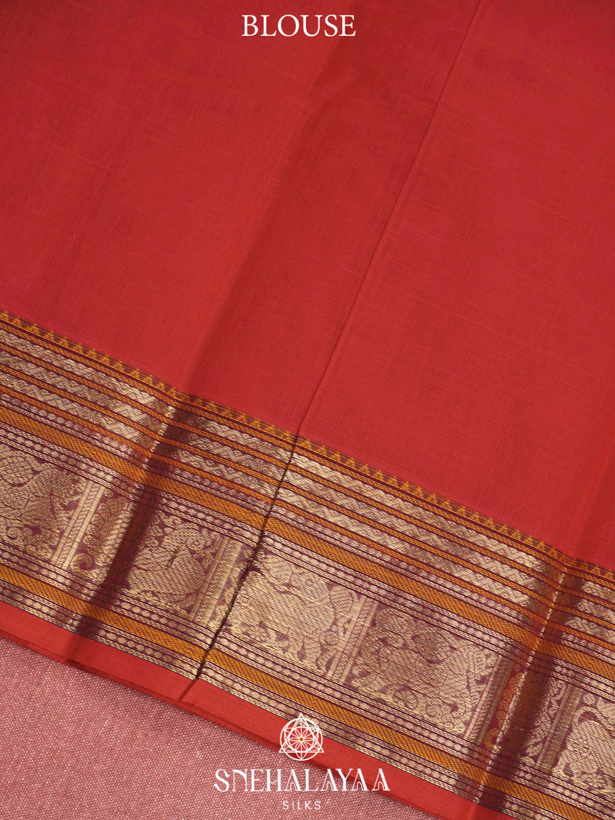 Coral Red  Kanchi Cotton Saree