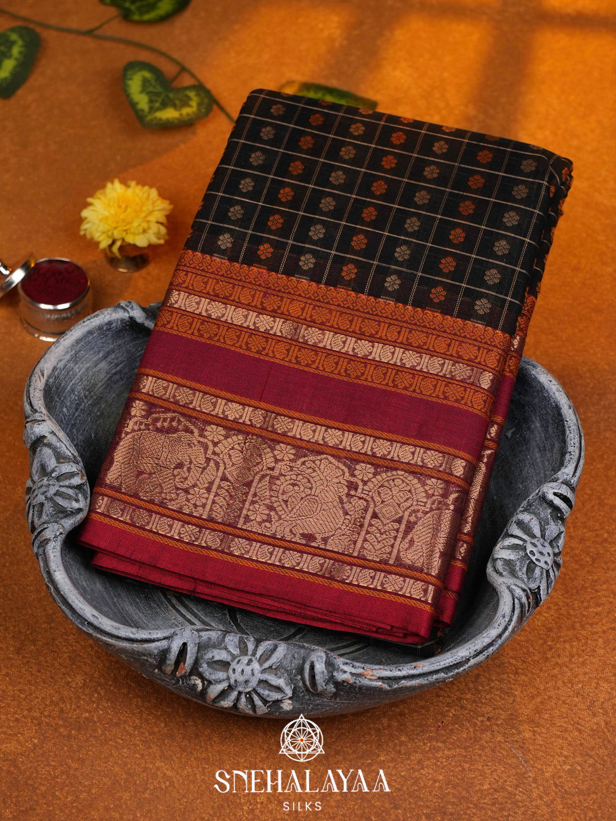 Black  Kanchi Cotton Saree