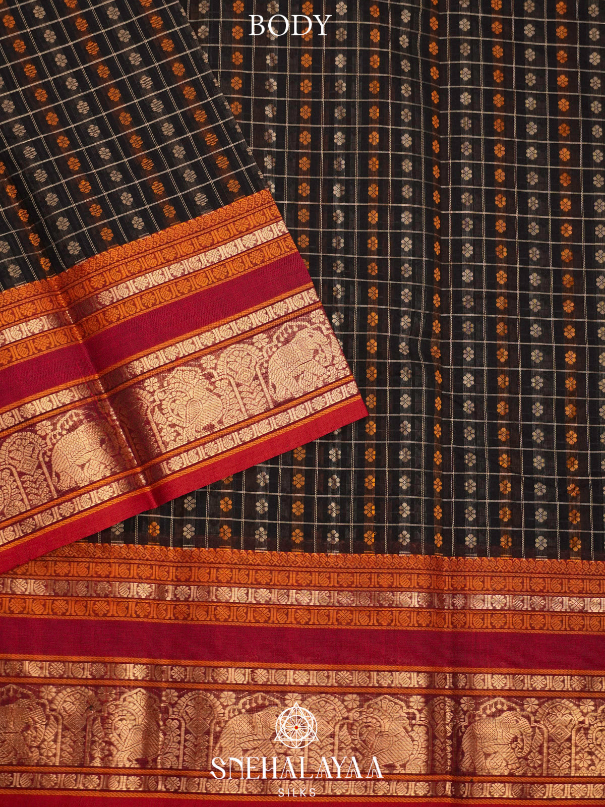 Black  Kanchi Cotton Saree