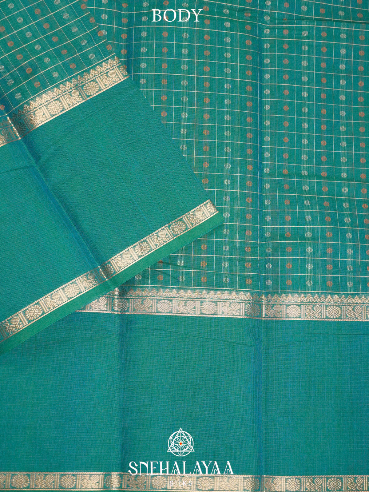 Teal Blue  Kanchi Cotton Saree