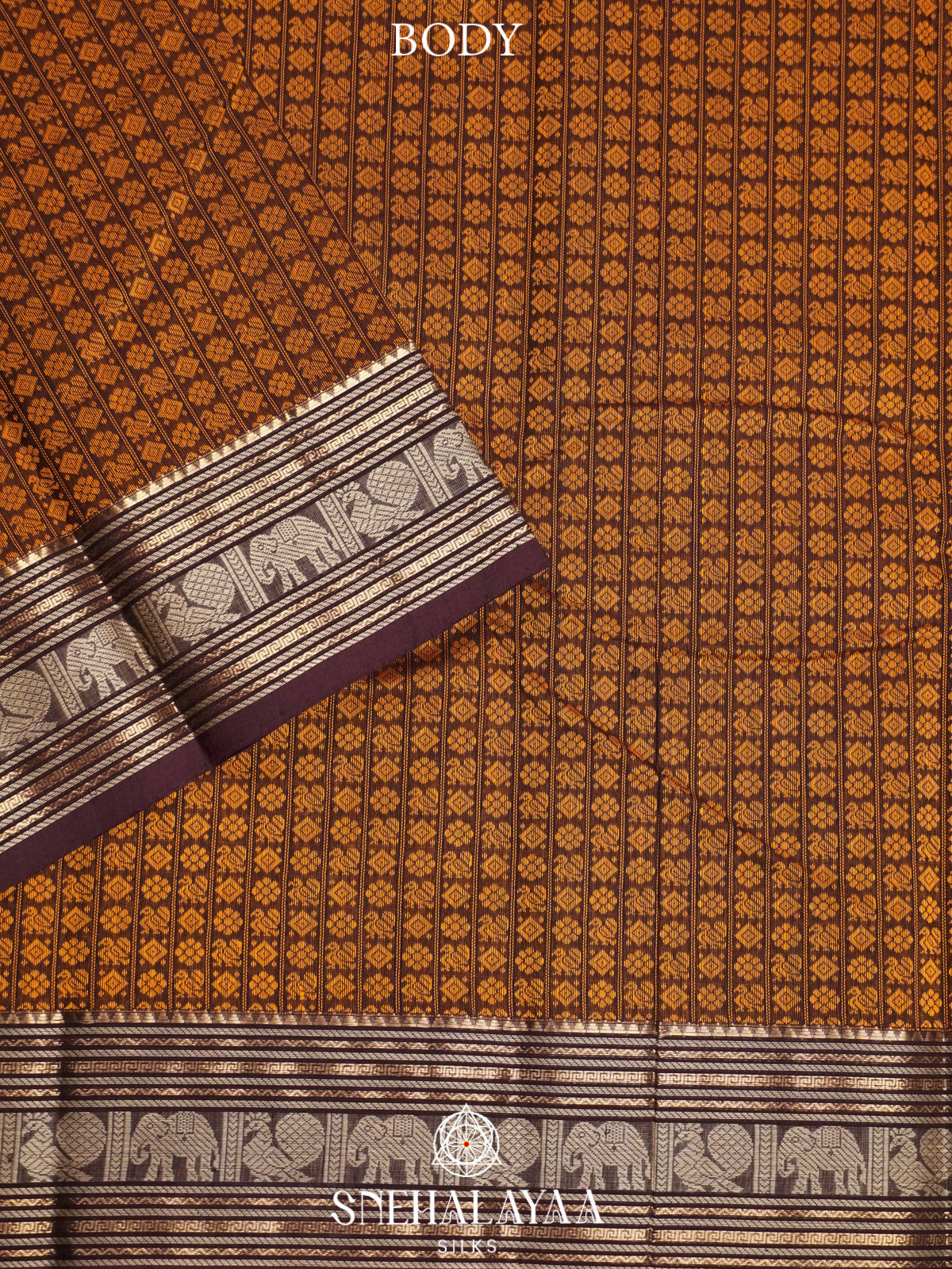Brown  Kanchi Cotton Saree