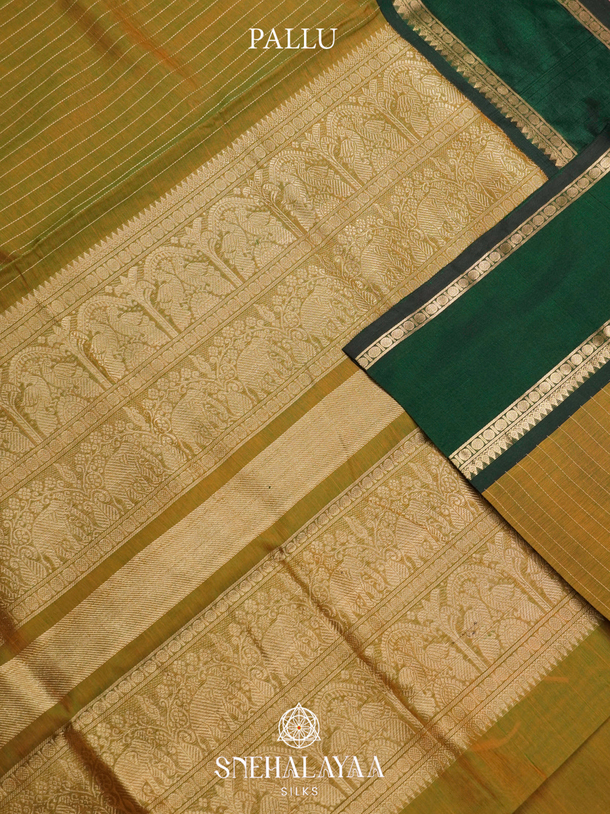 Mustard Yellow Kanchi Silk Cotton Saree with Zari Strips