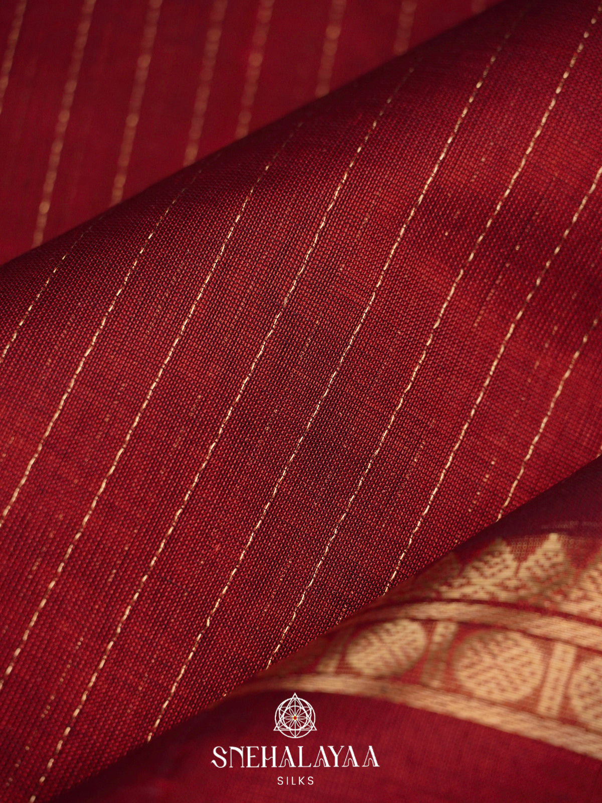 Maroon Kanchi Silk Cotton Saree with Zari Strips