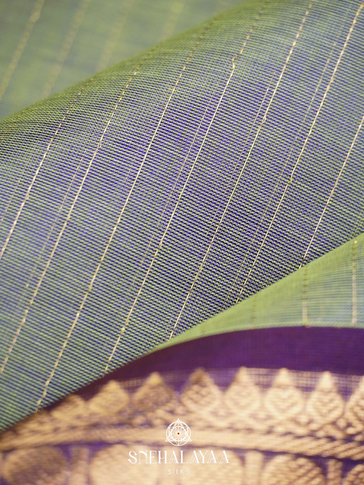 Grey Kanchi Silk Cotton Saree with Zari Strips