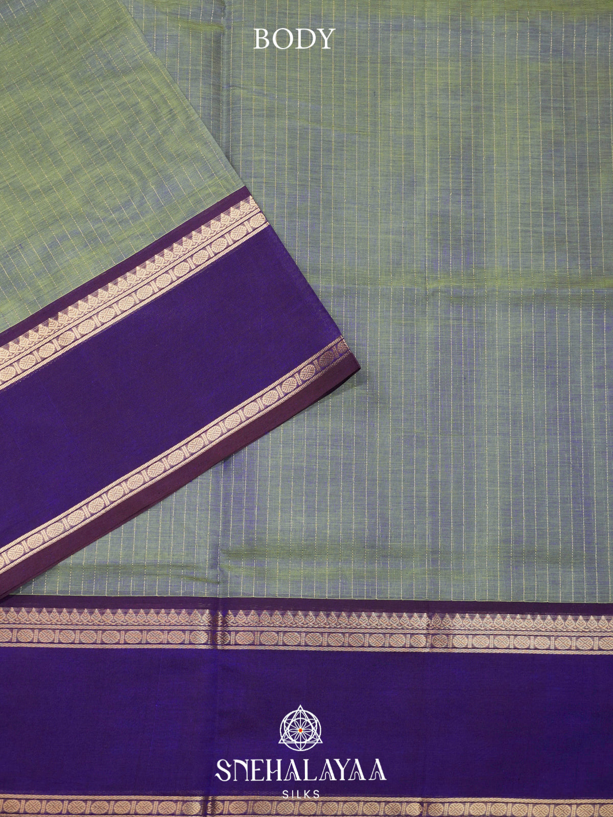 Grey Kanchi Silk Cotton Saree with Zari Strips