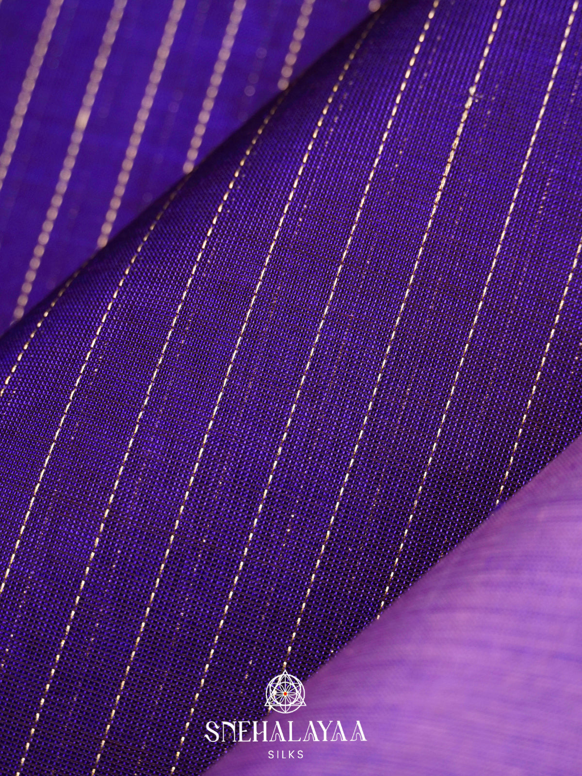 Purple Kanchi Silk Cotton Saree with Zari Strips