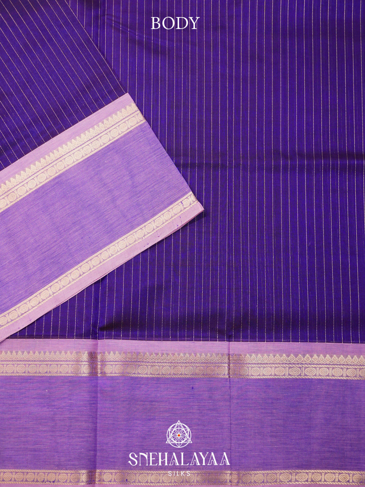 Purple Kanchi Silk Cotton Saree with Zari Strips