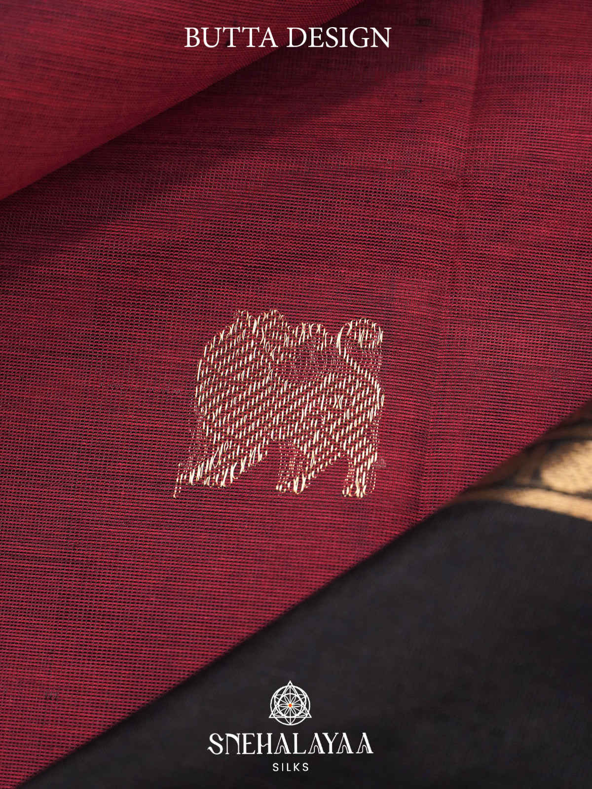 Maroon Kanchi Silk Cotton Saree with Lion Buttas