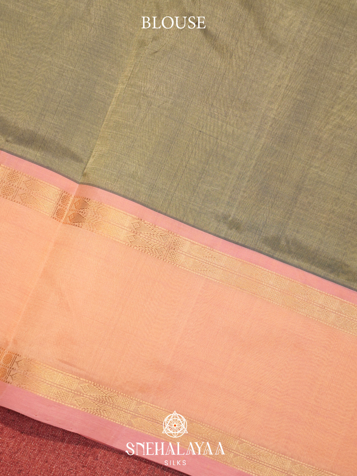 Pale Olive Green Kanchi Silk Cotton Saree with Mango Buttas