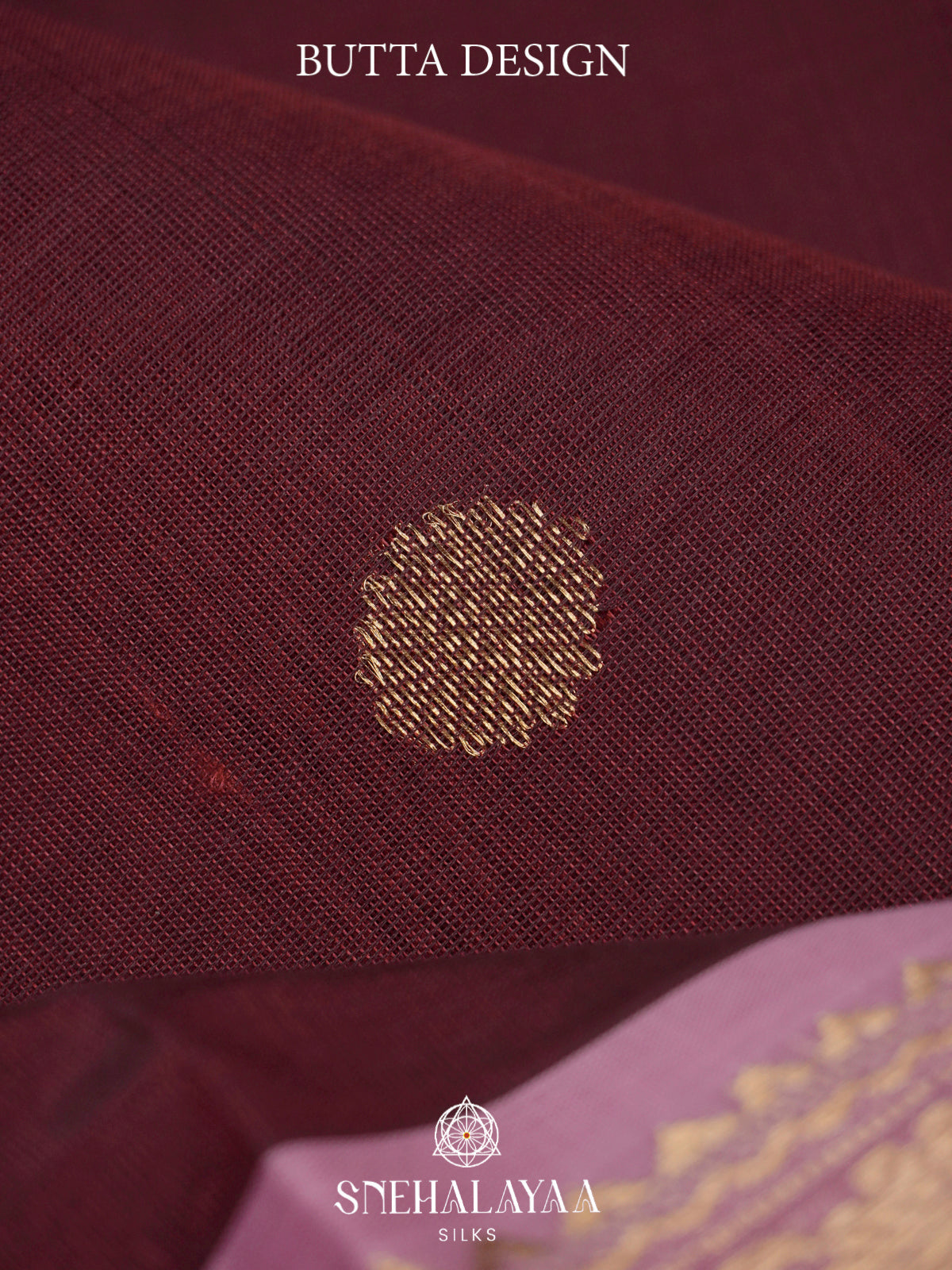 Wine Maroon Kanchi Silk Cotton Saree with Coin Buttas