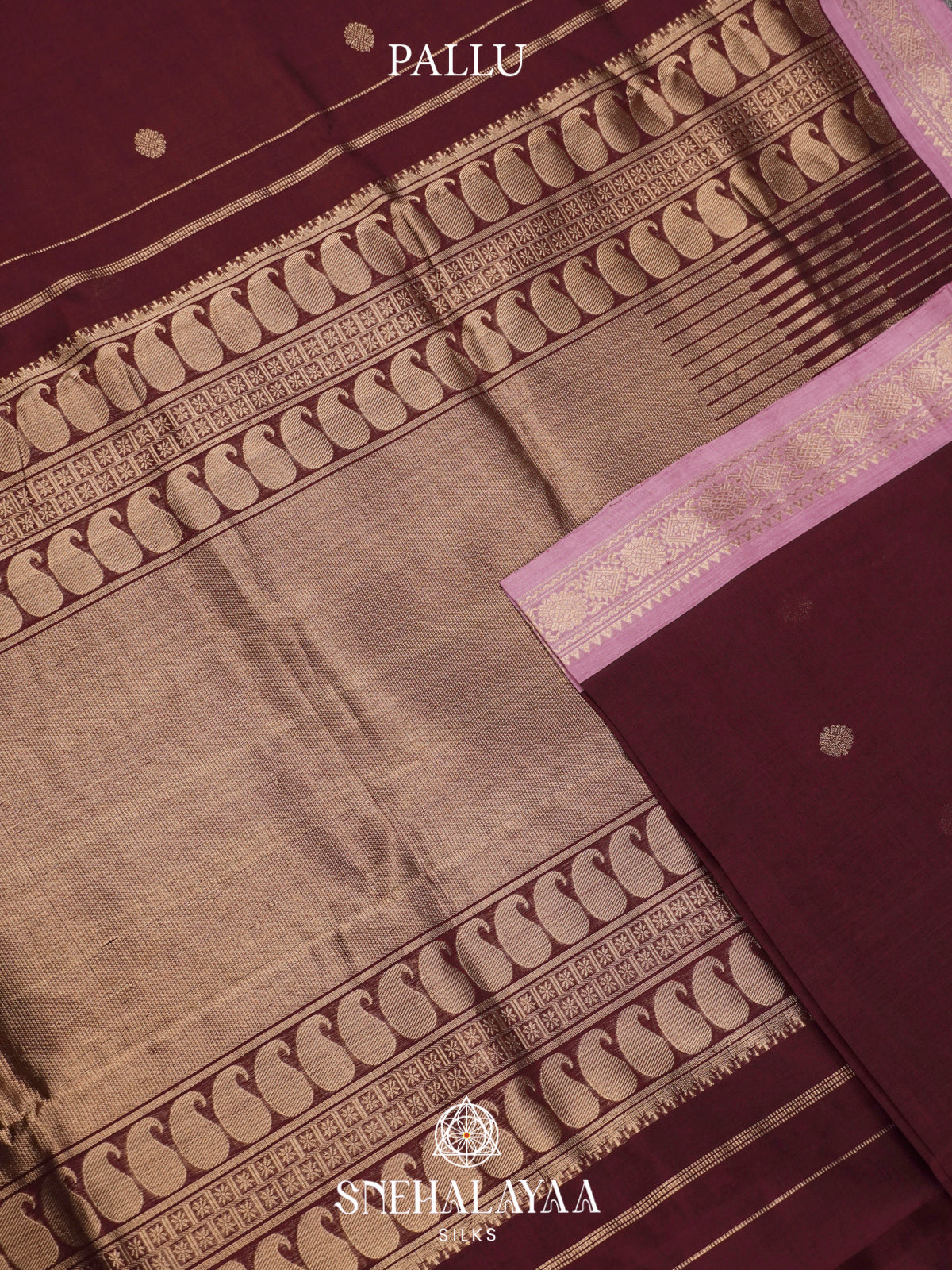 Wine Maroon Kanchi Silk Cotton Saree with Coin Buttas