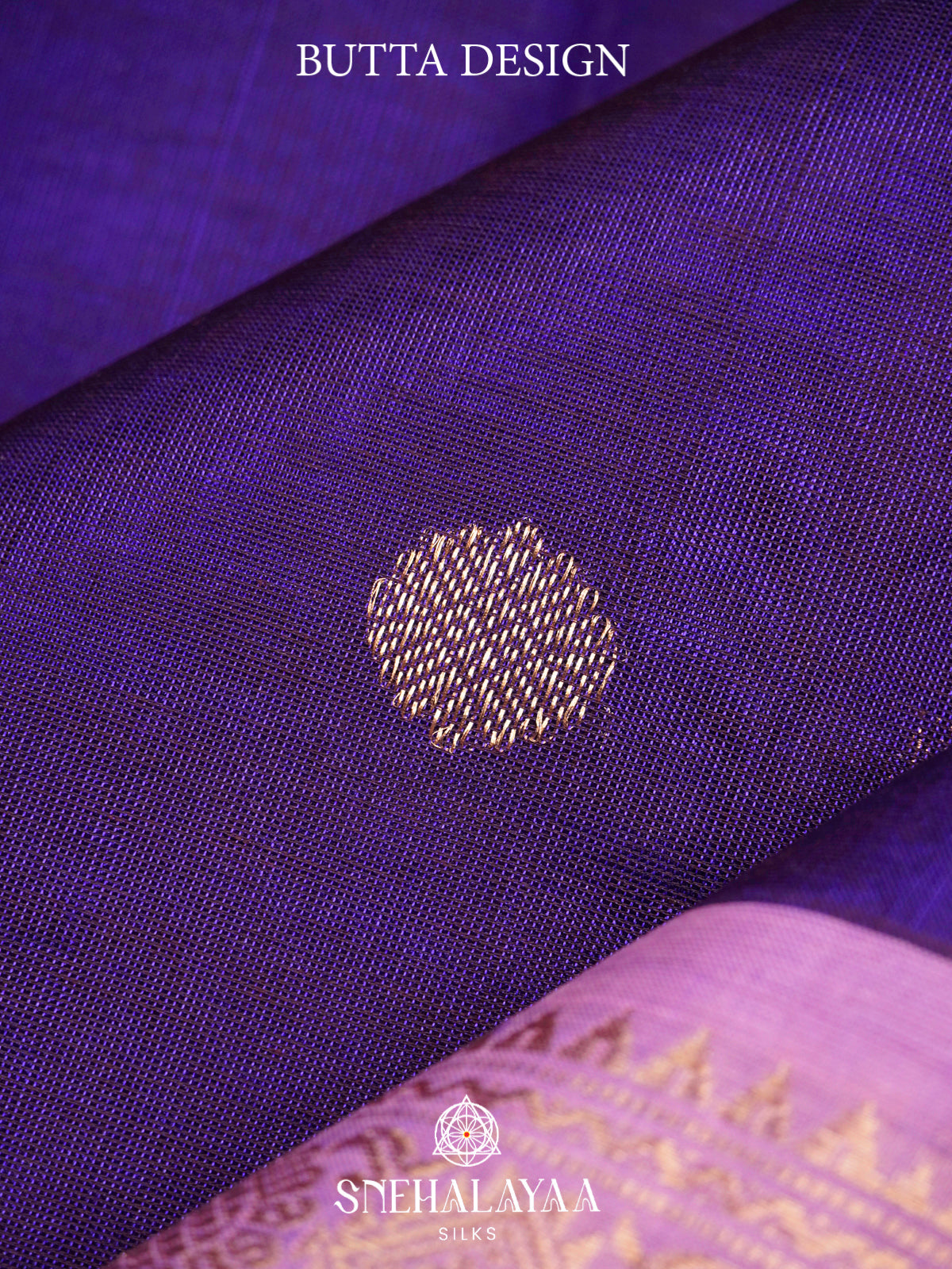 Violet Kanchi Silk Cotton Saree with Coin Buttas