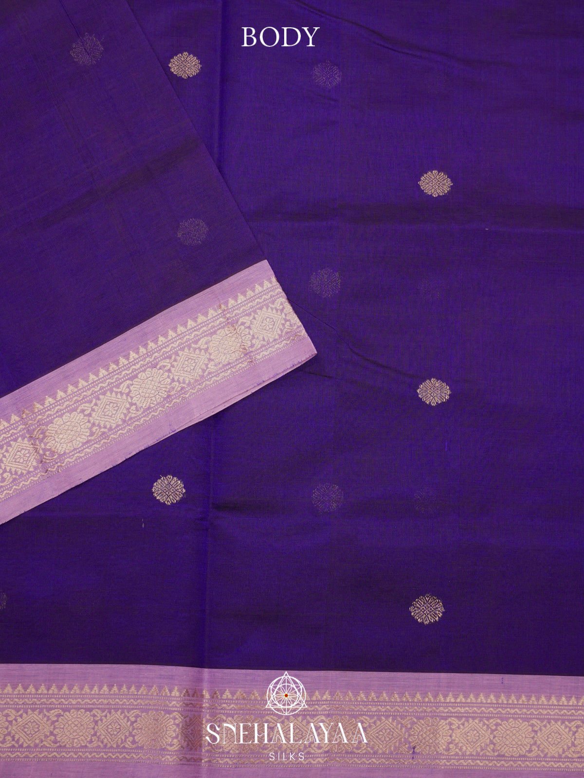 Royal Purple Kanchi Silk Cotton Saree with Textured Coin Buttas
