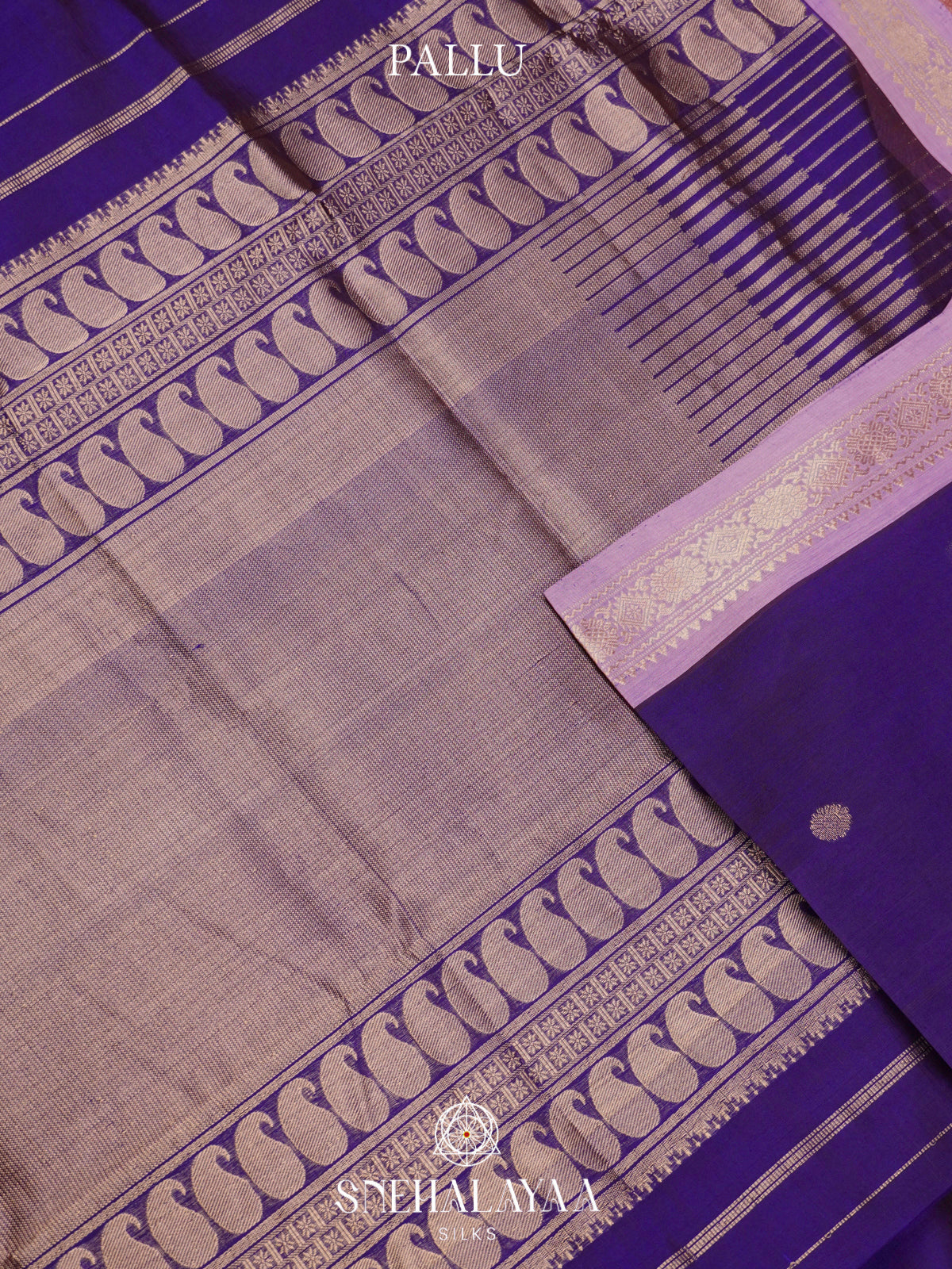 Royal Purple Kanchi Silk Cotton Saree with Textured Coin Buttas