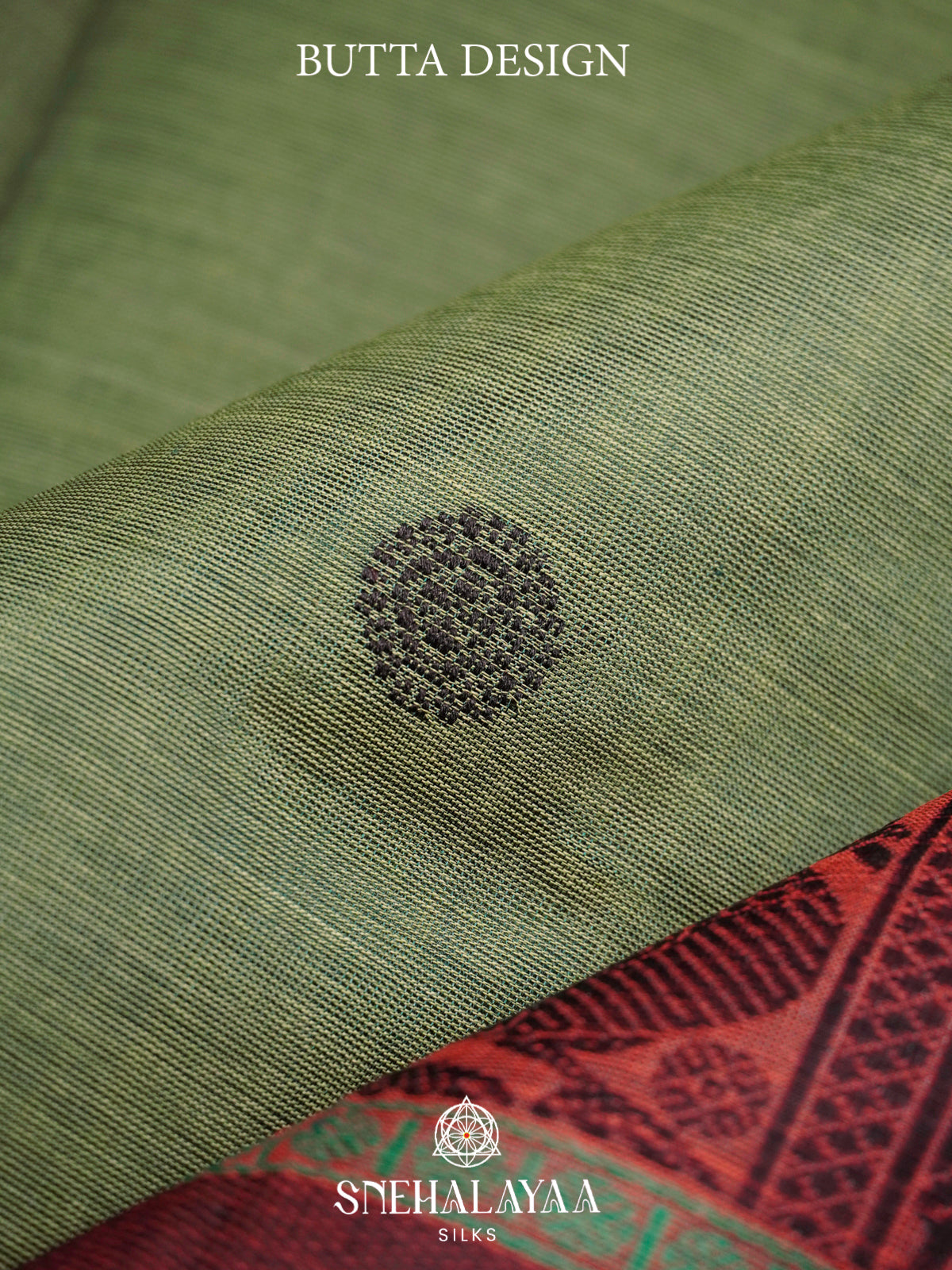 Sage Green Kanchi Silk Cotton Saree with Wine Maroon Peacock Border