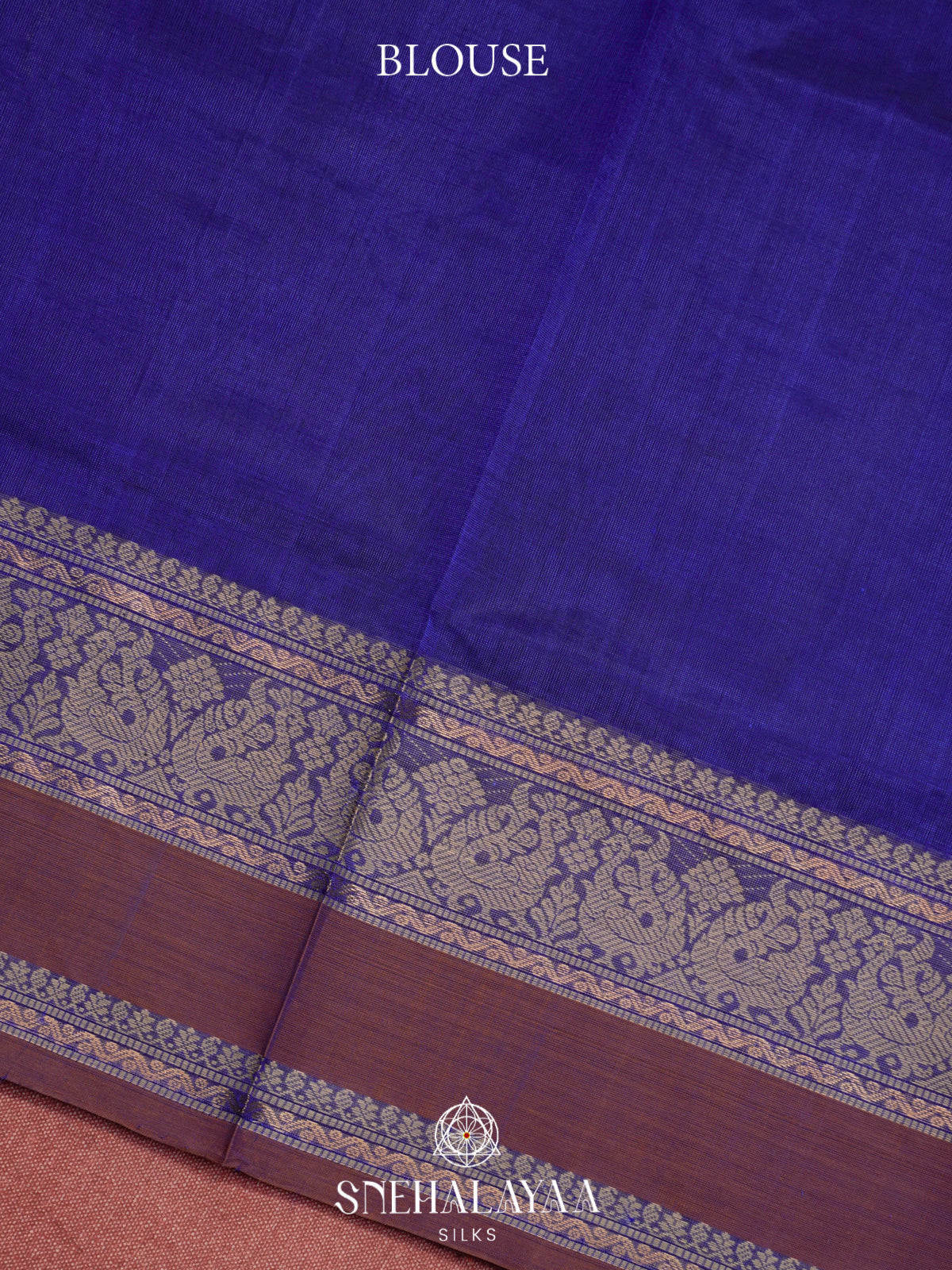 Royal Blue Kanchi Silk Cotton Saree with Mauve Border