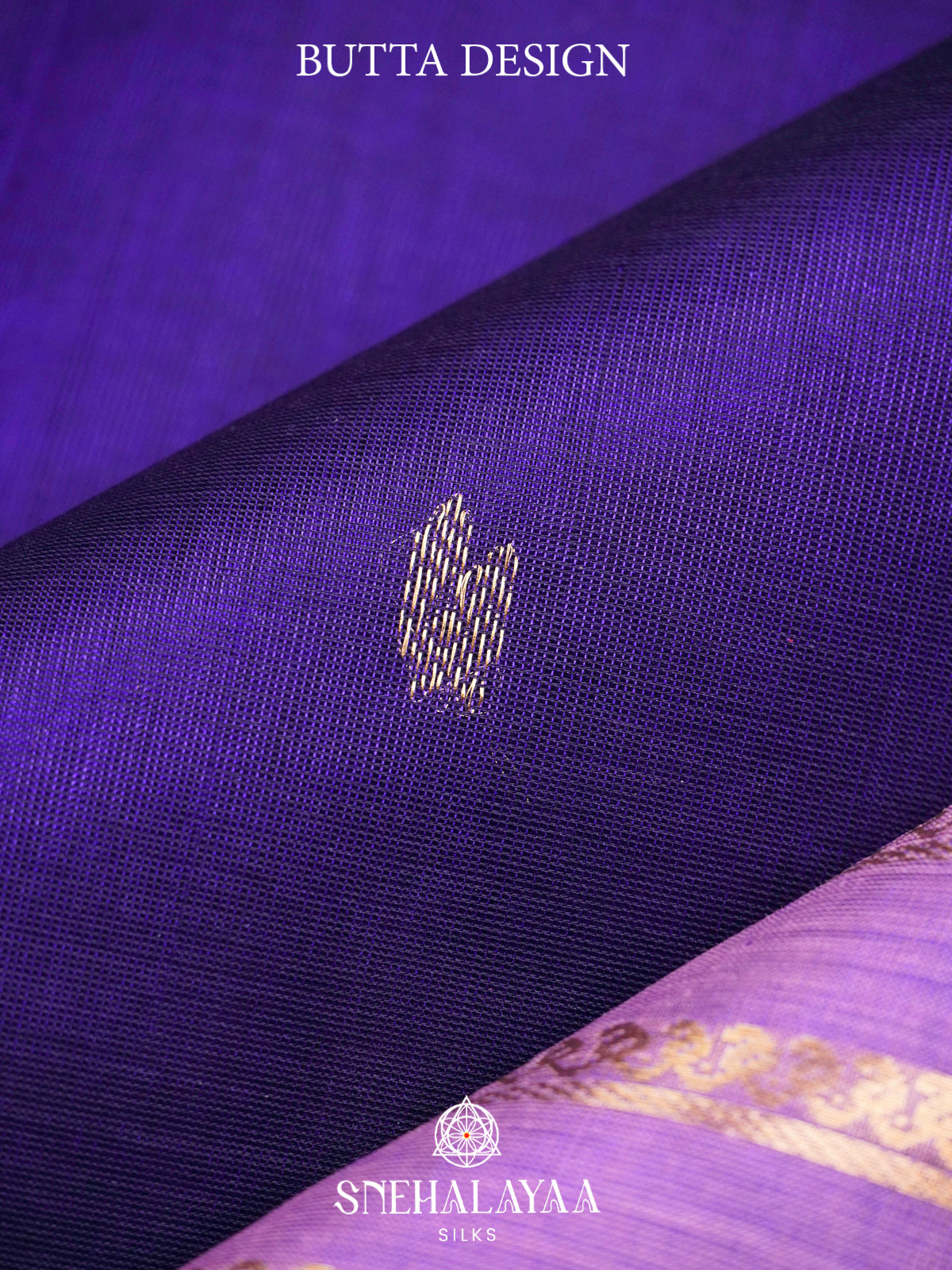 Indigo Purple Kanchi Silk Cotton Saree with Lavender Striped Border