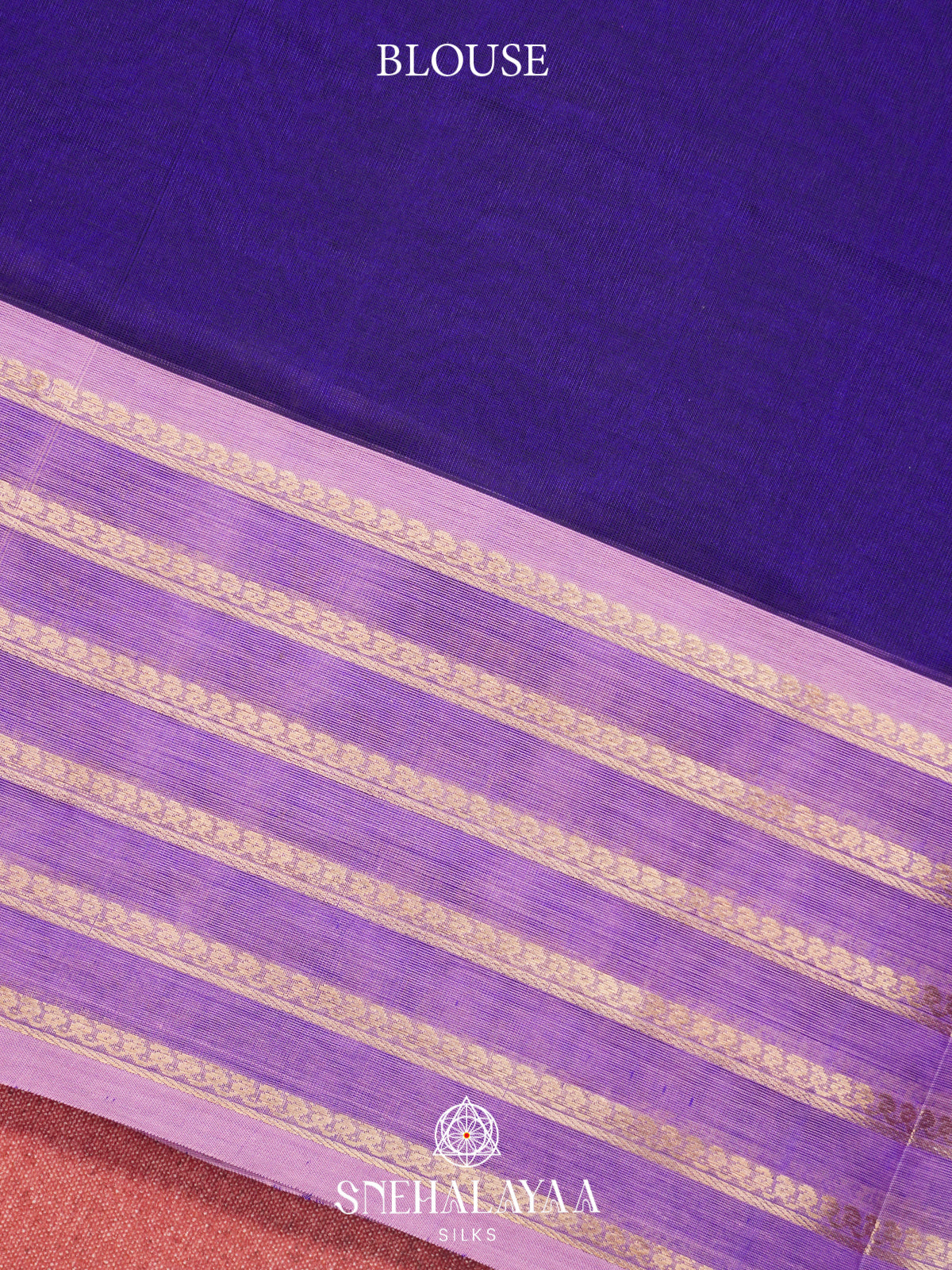 Indigo Purple Kanchi Silk Cotton Saree with Lavender Striped Border