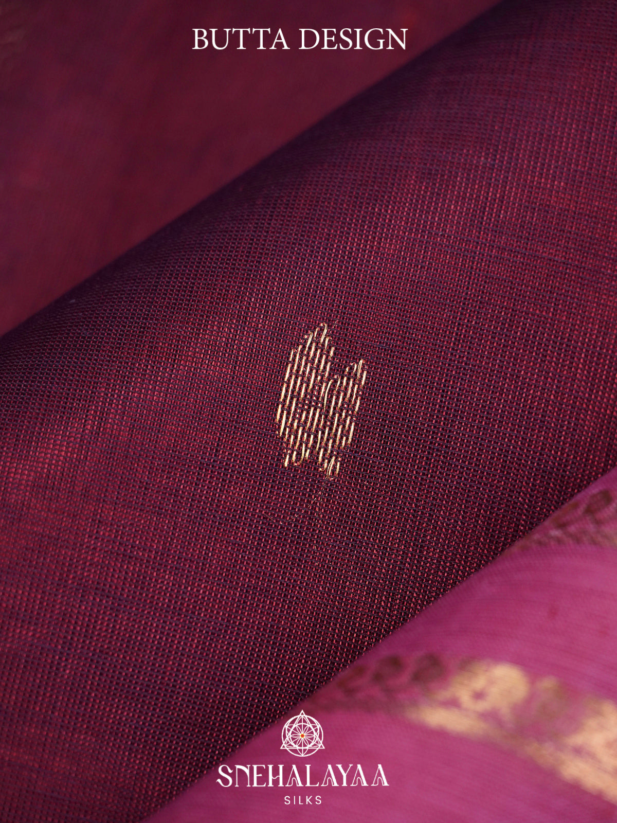Wine Maroon Kanchi Silk Cotton Saree with Mauve Striped Border