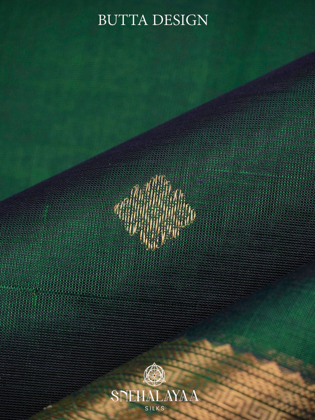 Deep Bottle Green Kanchi Silk Cotton Saree with Mustard Orange Border