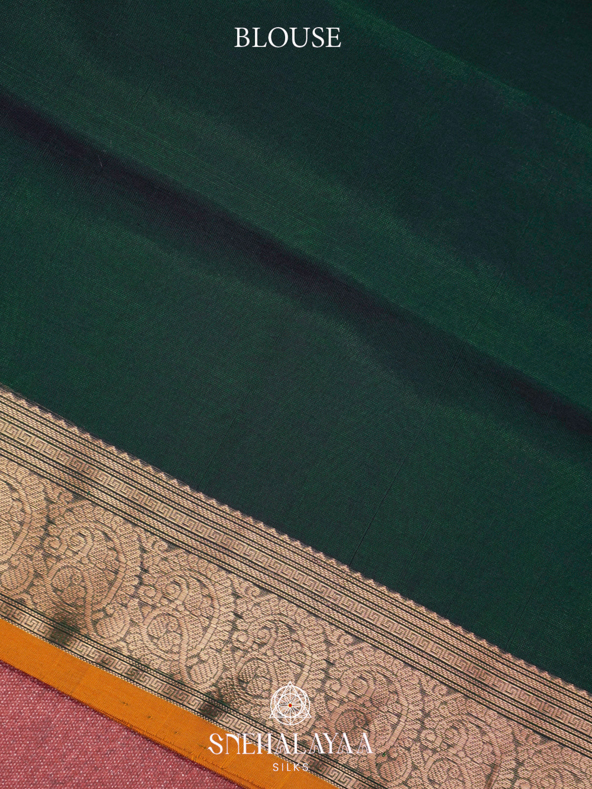 Deep Bottle Green Kanchi Silk Cotton Saree with Mustard Orange Border