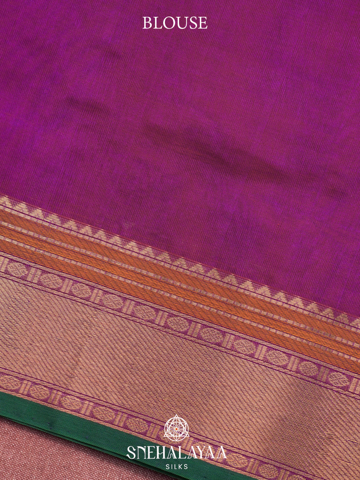 Magenta Kanchi Silk Cotton Saree with Teal Green Border