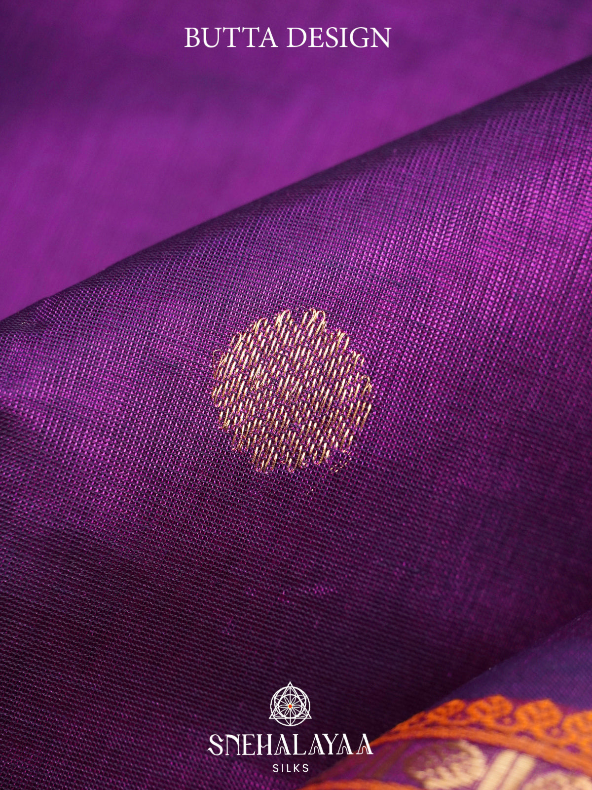 Purple Kanchi Silk Cotton Saree with Burnt Orange and Red Border