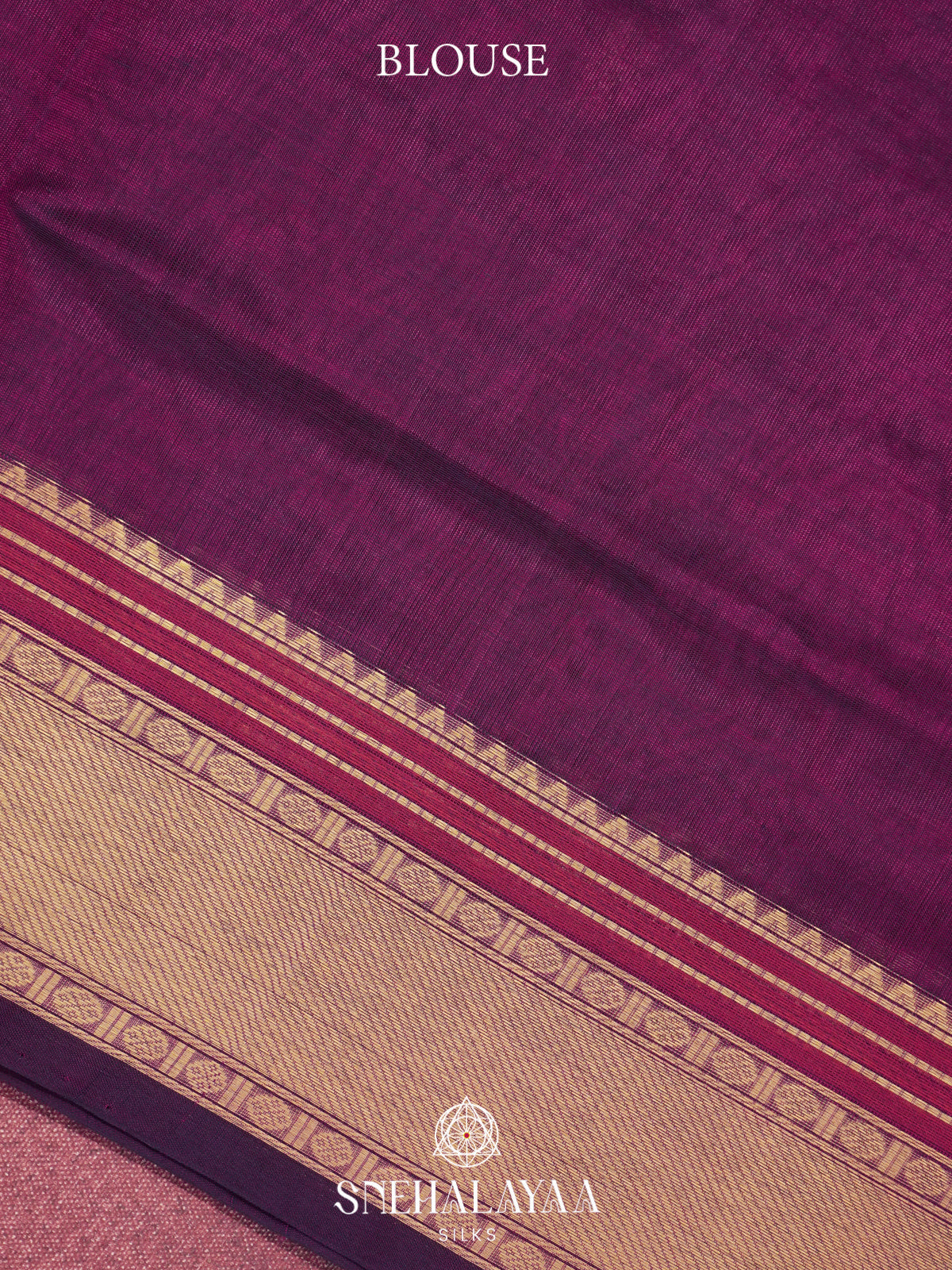 Purple Kanchi Silk Cotton Saree with Antique Gold and Magenta Border