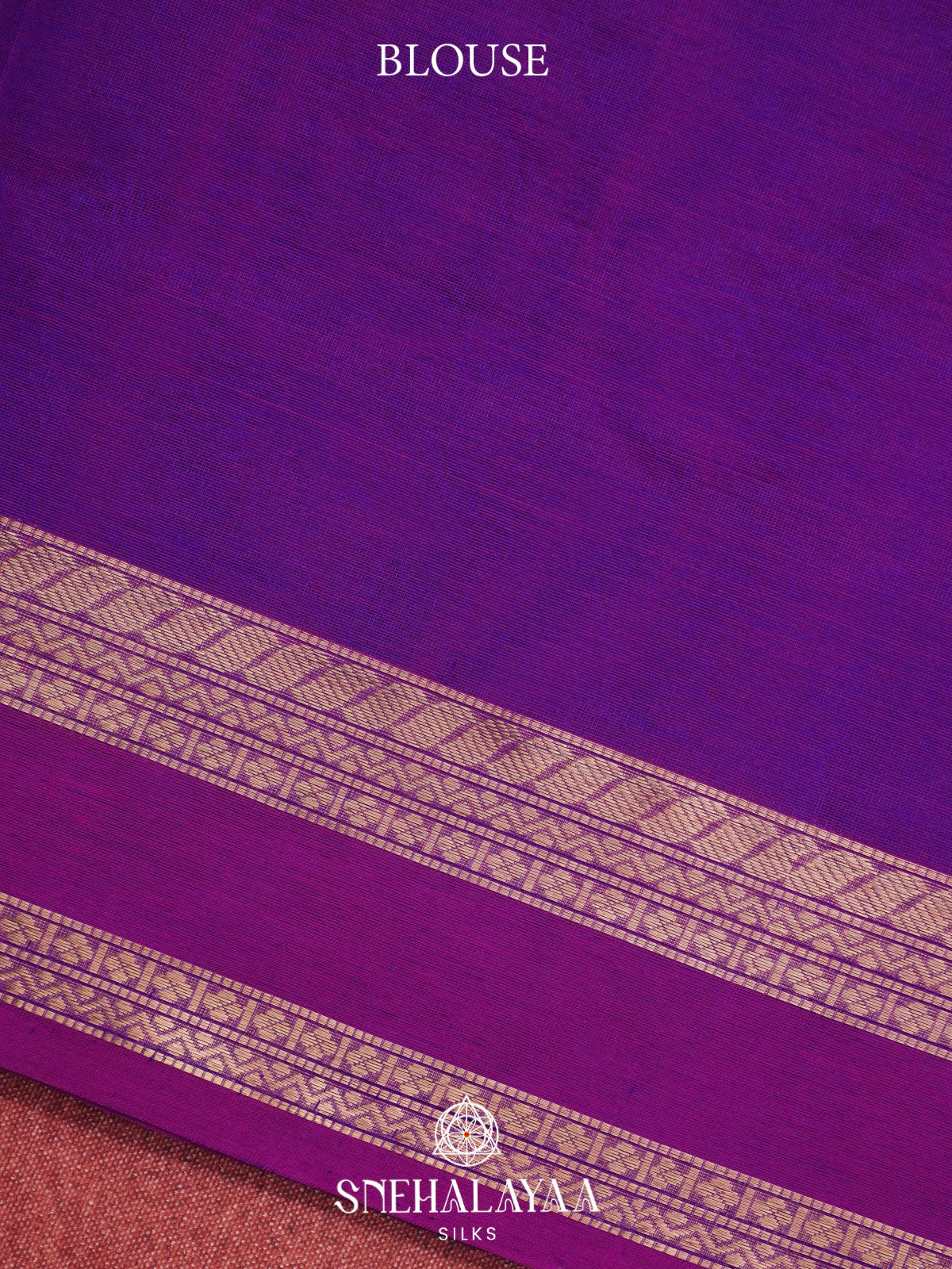 Royal Purple Kanchi Silk Cotton Saree with Antique Gold Lion Motif Border