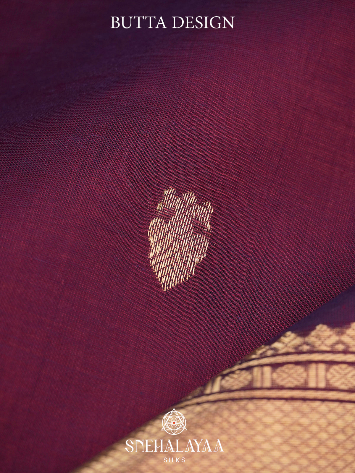 Wine Kanchi Silk Cotton Saree with Copper Zari Peacock Border and Mustard Contrast Edge