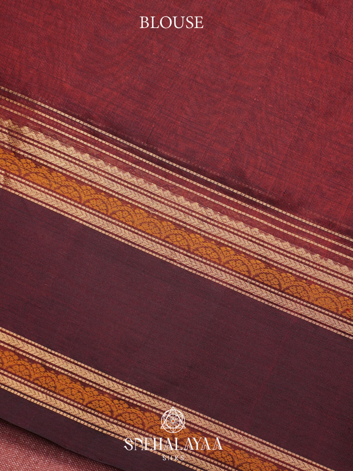 Maroon Kanchi Silk Cotton Saree with Zari Striped Body and Contrast Border