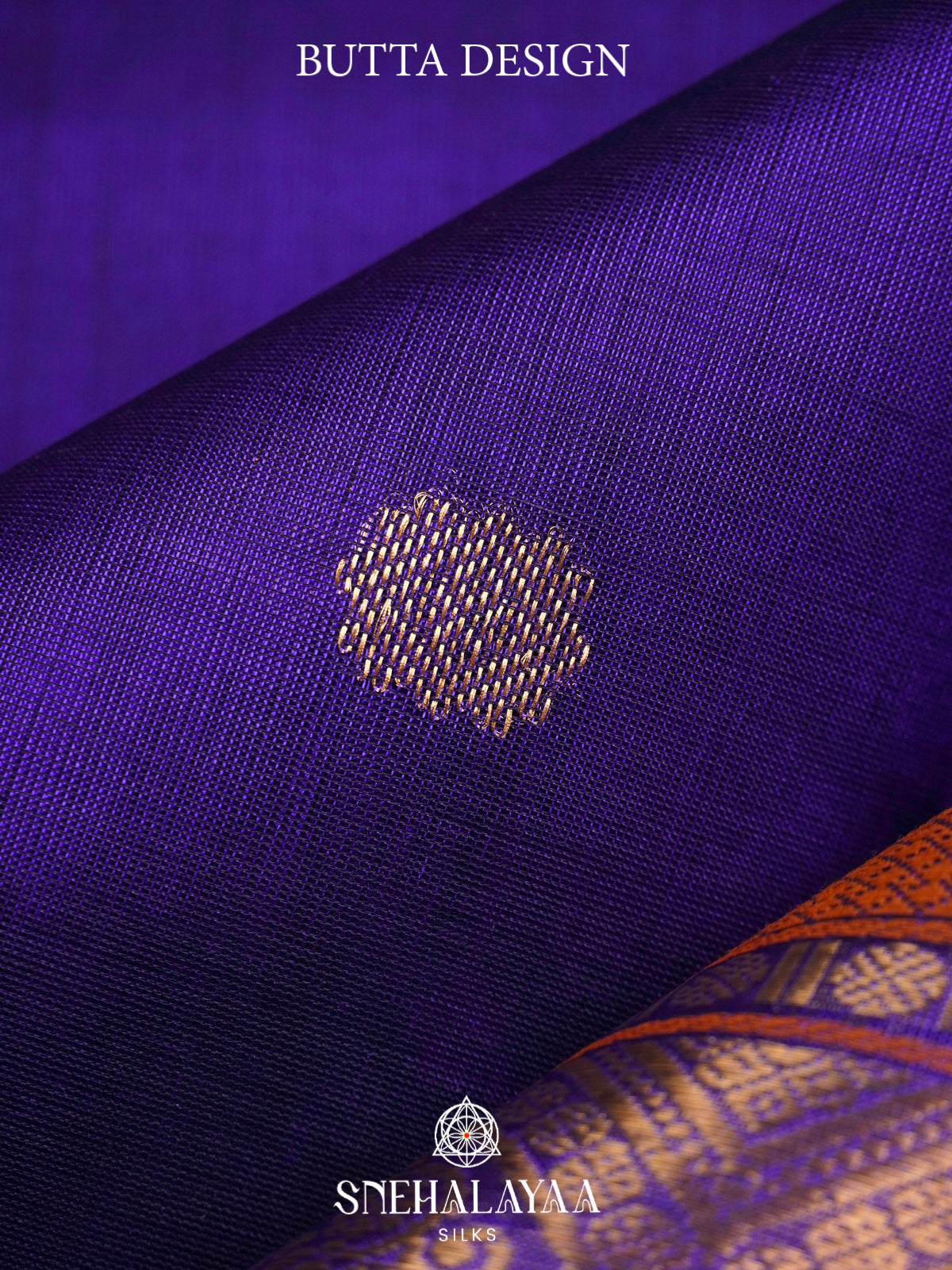 Purple Kanchi Silk Cotton Saree with Copper Zari Peacock Border and Magenta Contrast Edge