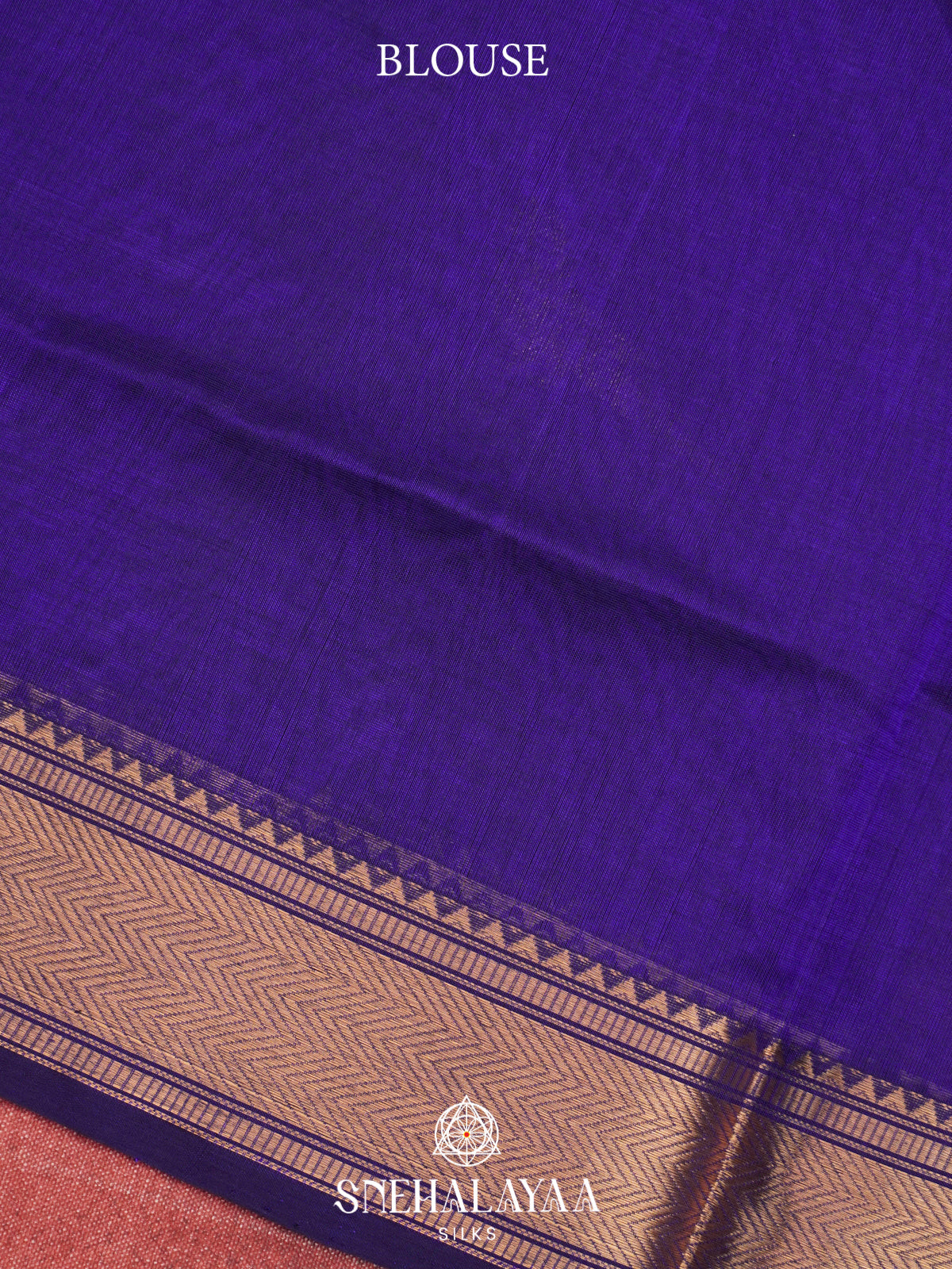 Royal Purple Kanchi Silk Cotton Saree with Golden-Bronze Chevron Border