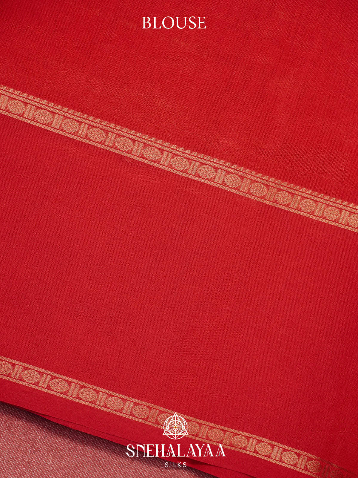 Chili Red Kanchi Silk Cotton Saree with Large Gandaberunda Motif and Zari Stripes