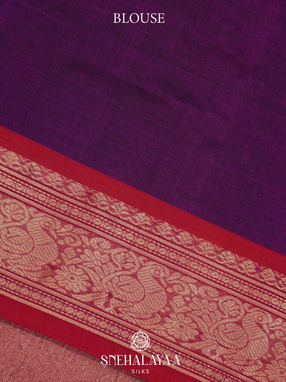 Purple Kanchi Silk Cotton Saree with Checkered Pattern and Peacock Border