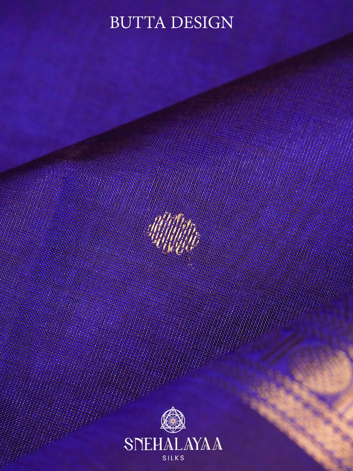 Royal Blue Kanchi Silk Cotton Saree with Contrast Purple Border & Annapakshi Motifs