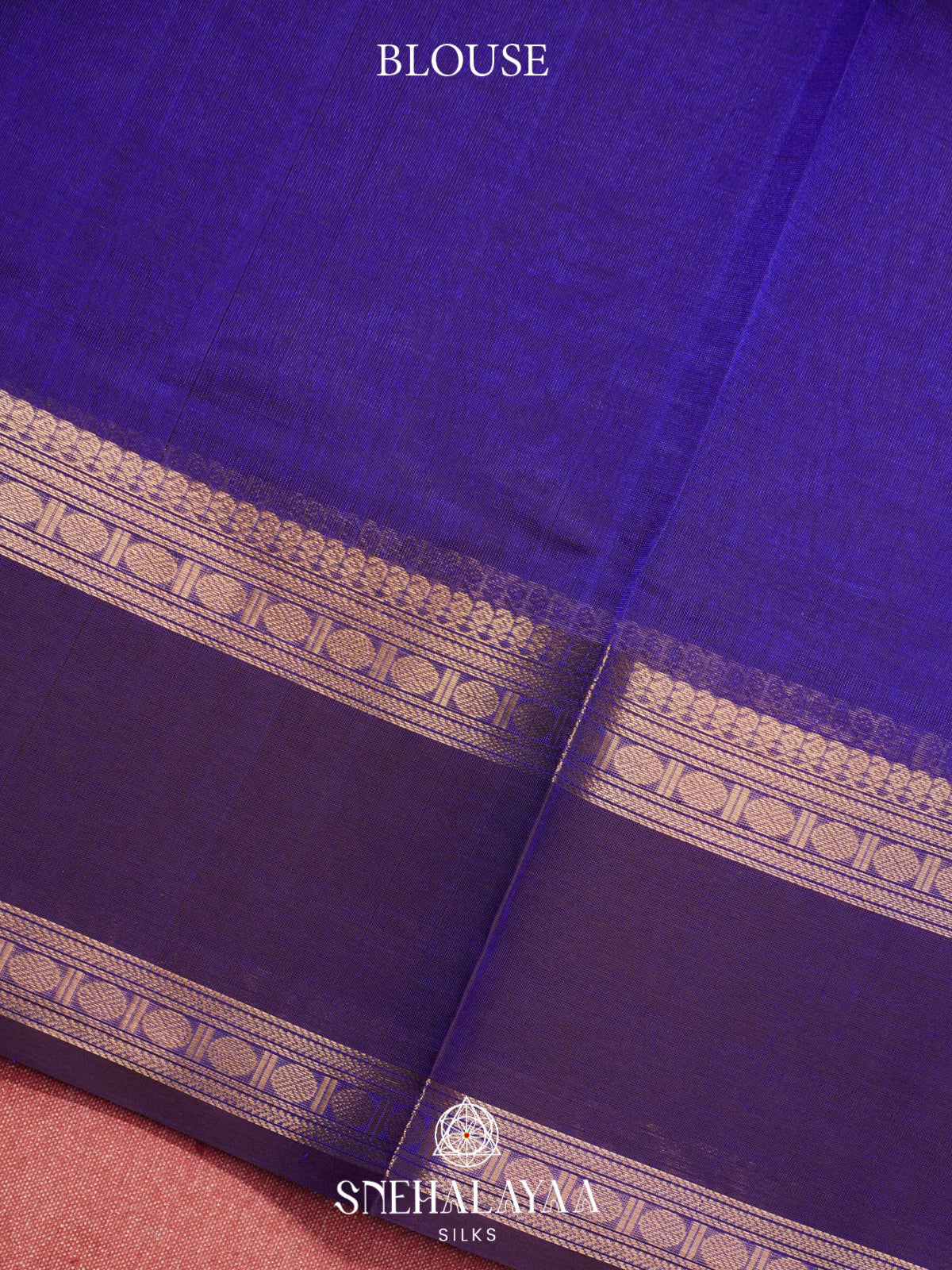 Royal Blue Kanchi Silk Cotton Saree with Contrast Purple Border & Annapakshi Motifs