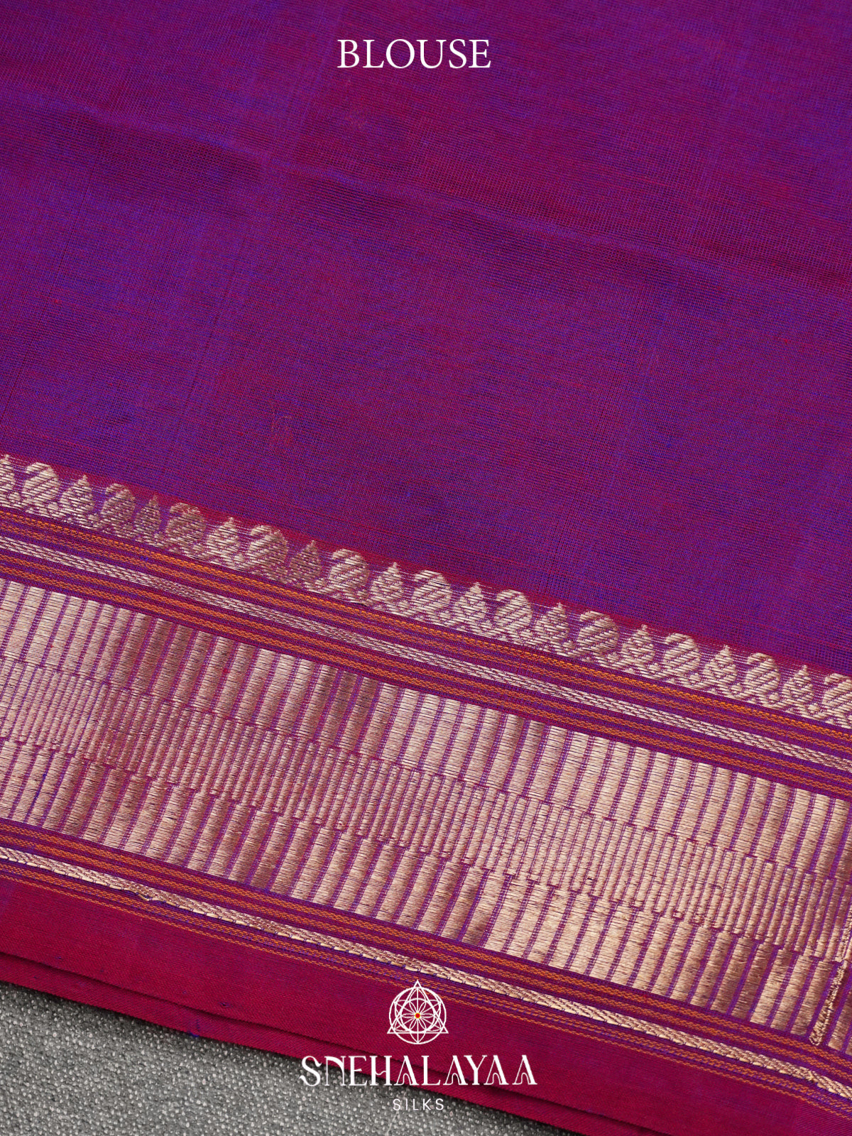 Purple Kanchi Silk Cotton Saree with Contrast Magenta Border & Mango Motifs