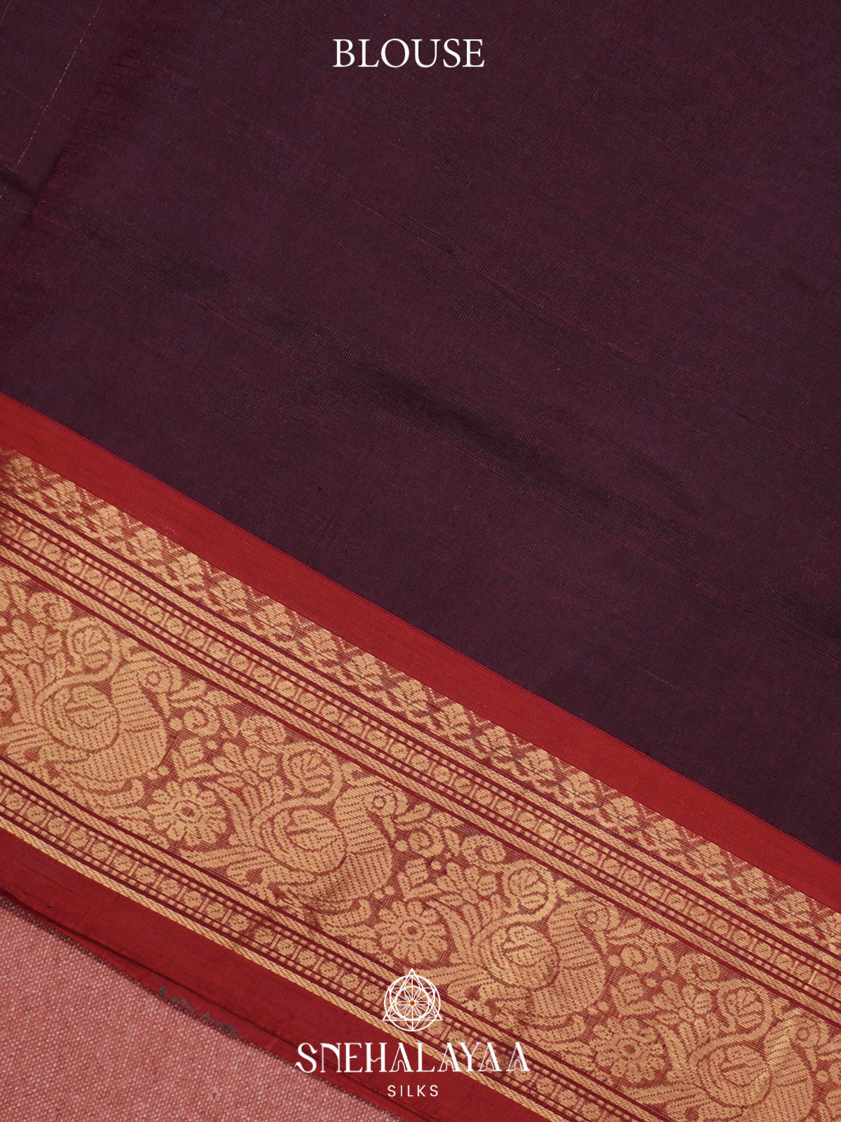 Wine Kanchi Silk Cotton Saree with Contrast Red Border & Diamond Pallu