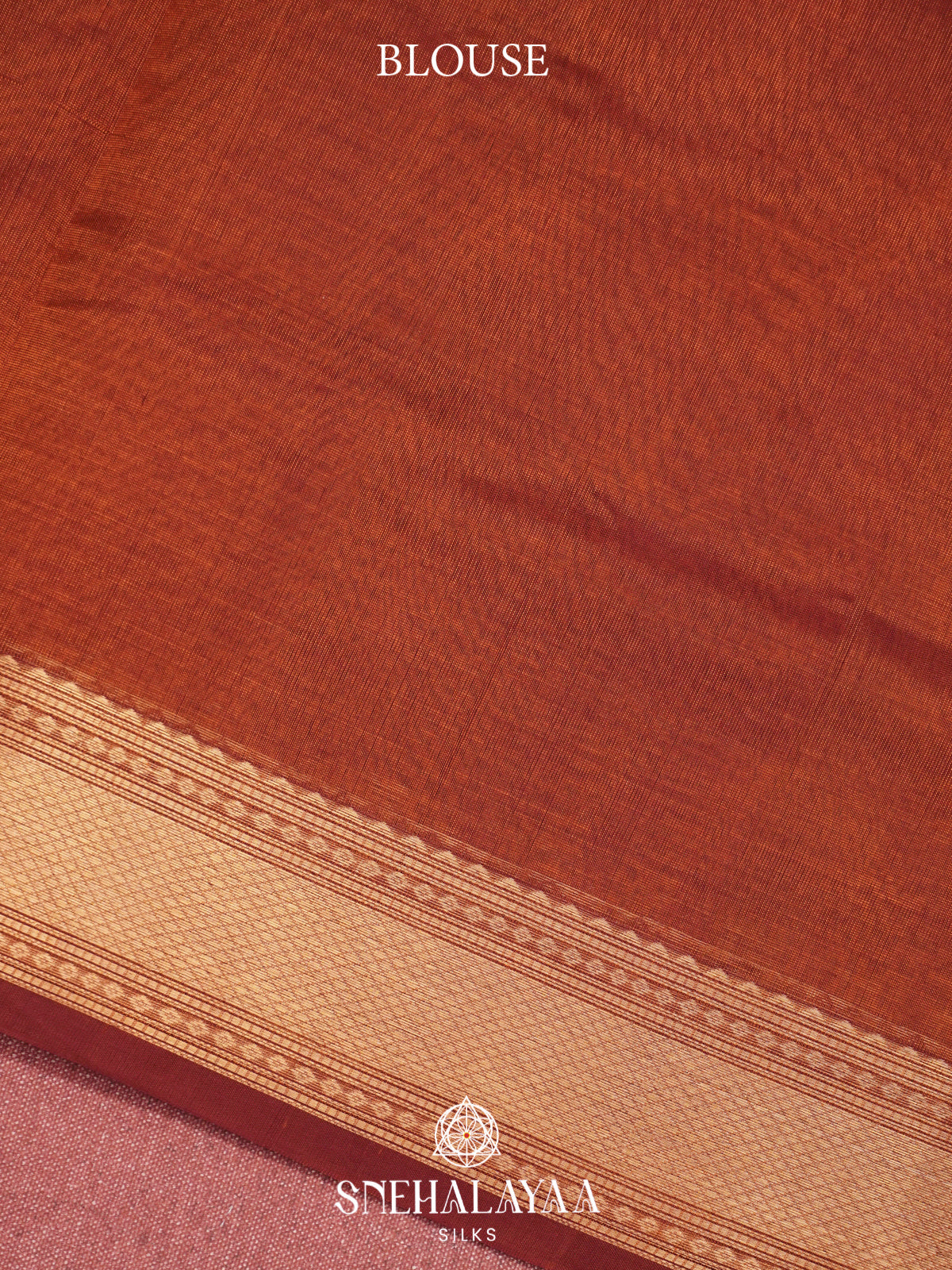 Burnt Orange Kanchi Silk Cotton Saree with Traditional Parrot Pallu