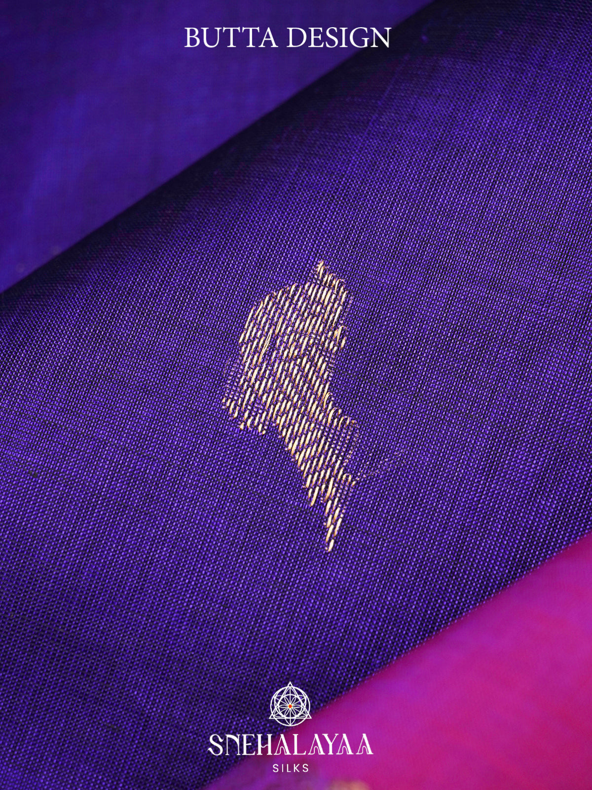 Blue Kanchi Silk Cotton Saree with Magenta Border & Peacock Pallu