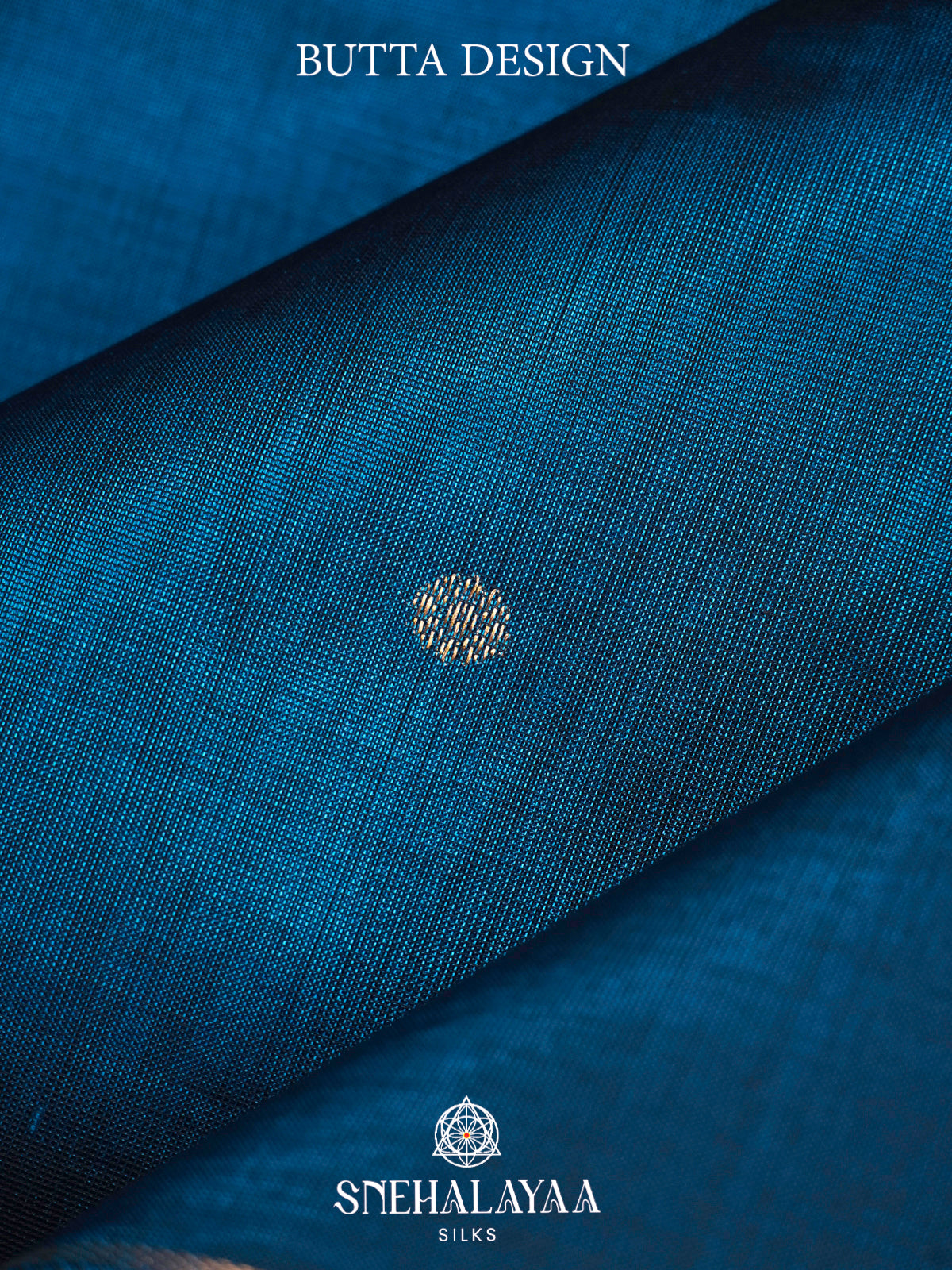 Teal Blue Kanchi Silk Cotton Saree with Contrast Navy Blue Border & Mandala Pallu