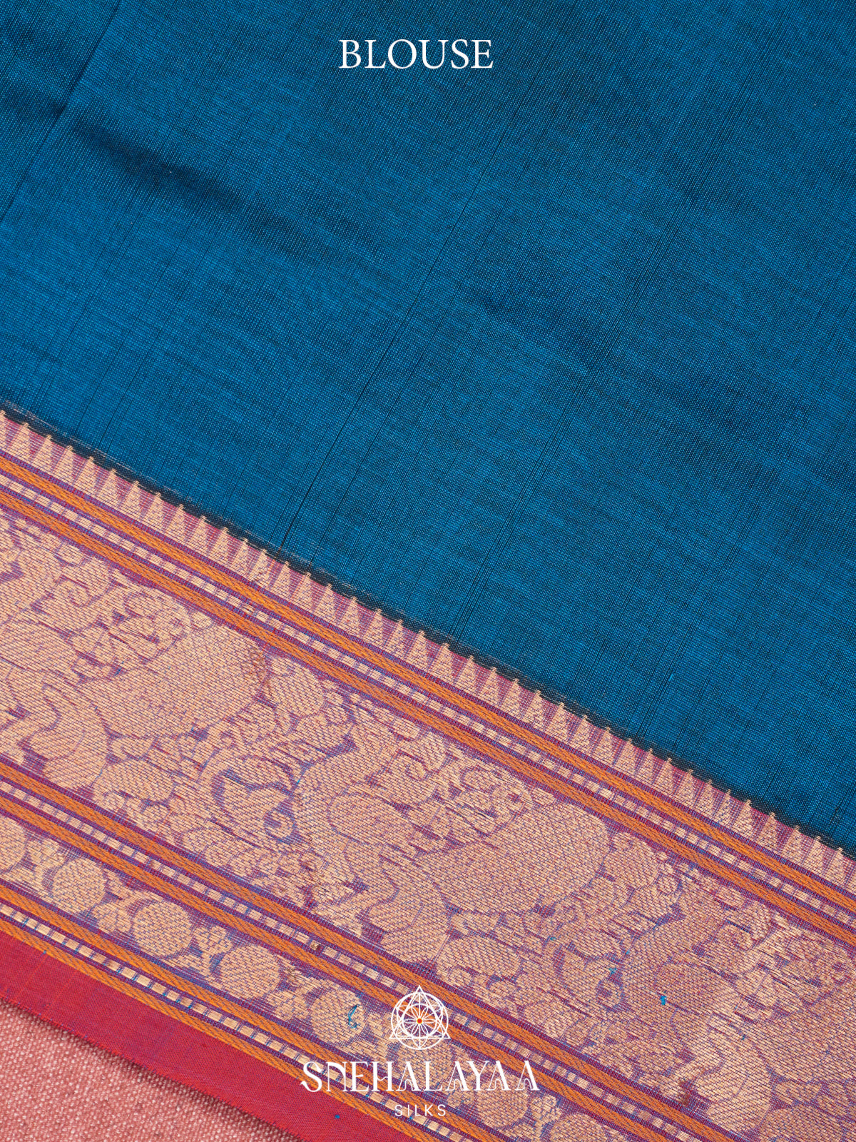Teal Blue Kanchi Silk Cotton Saree with Contrast Pink Border & Detailed Paisleys