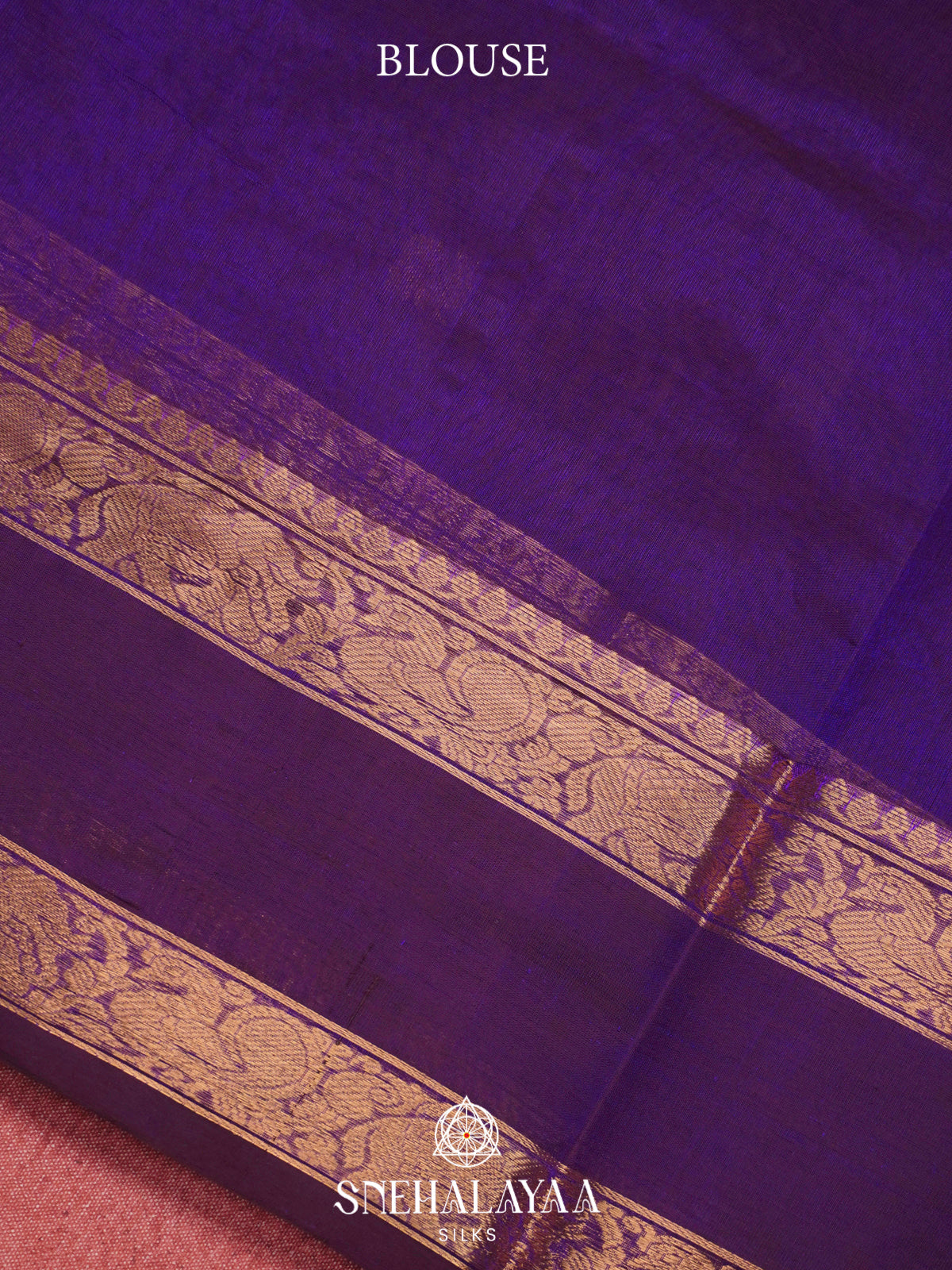 Deep Purple Kanchi Silk Cotton Saree with Tone-on-Tone Border & Elephant-Peacock Pallu