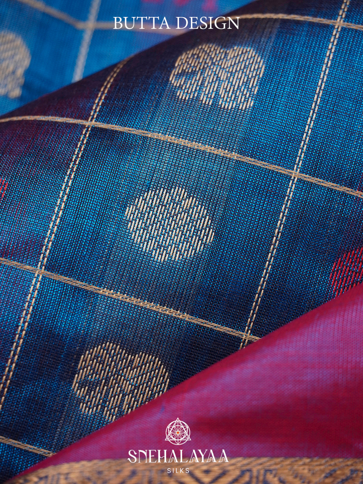Teal Blue & Magenta Kanchi Silk Cotton Saree with Checkered Body & Peacock Pallu
