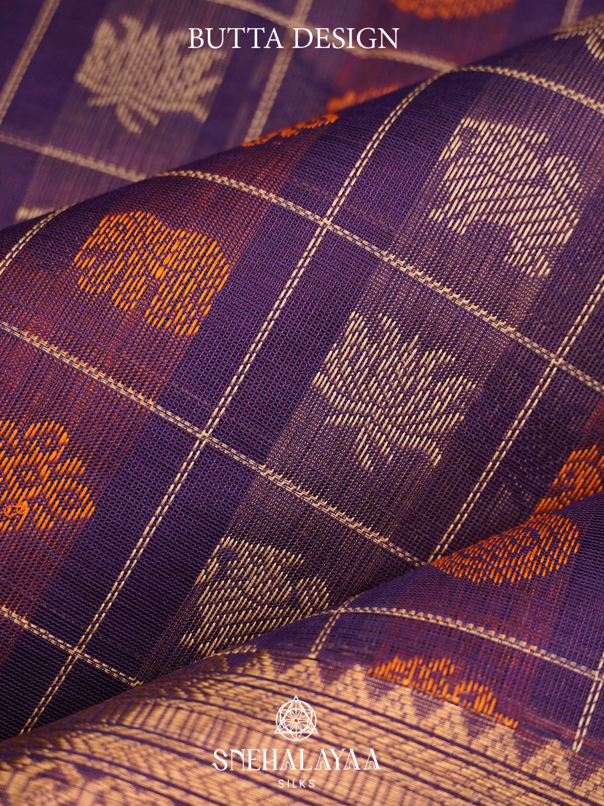 Purple Kanchi Silk Cotton Saree with Multi-Motif Checkers & Paisley Pallu
