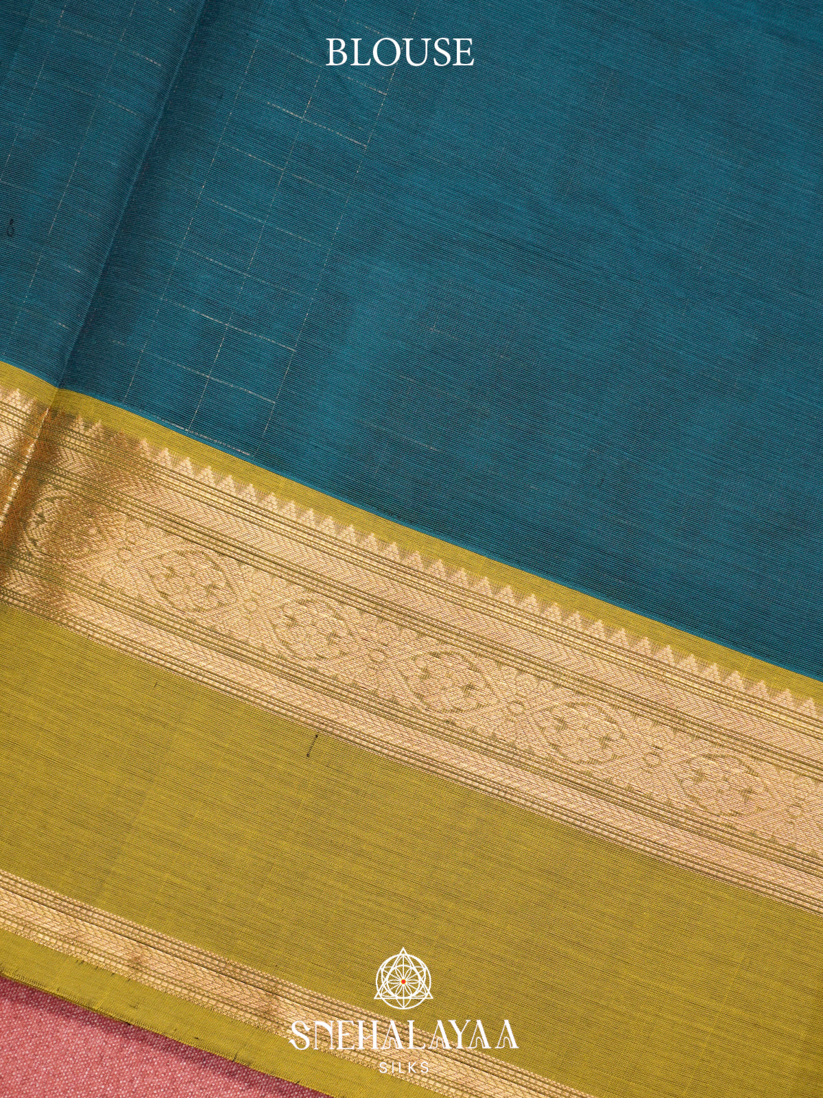 Teal Blue Kanchi Silk Cotton Saree with Zari Checks & Contrast Mustard Border