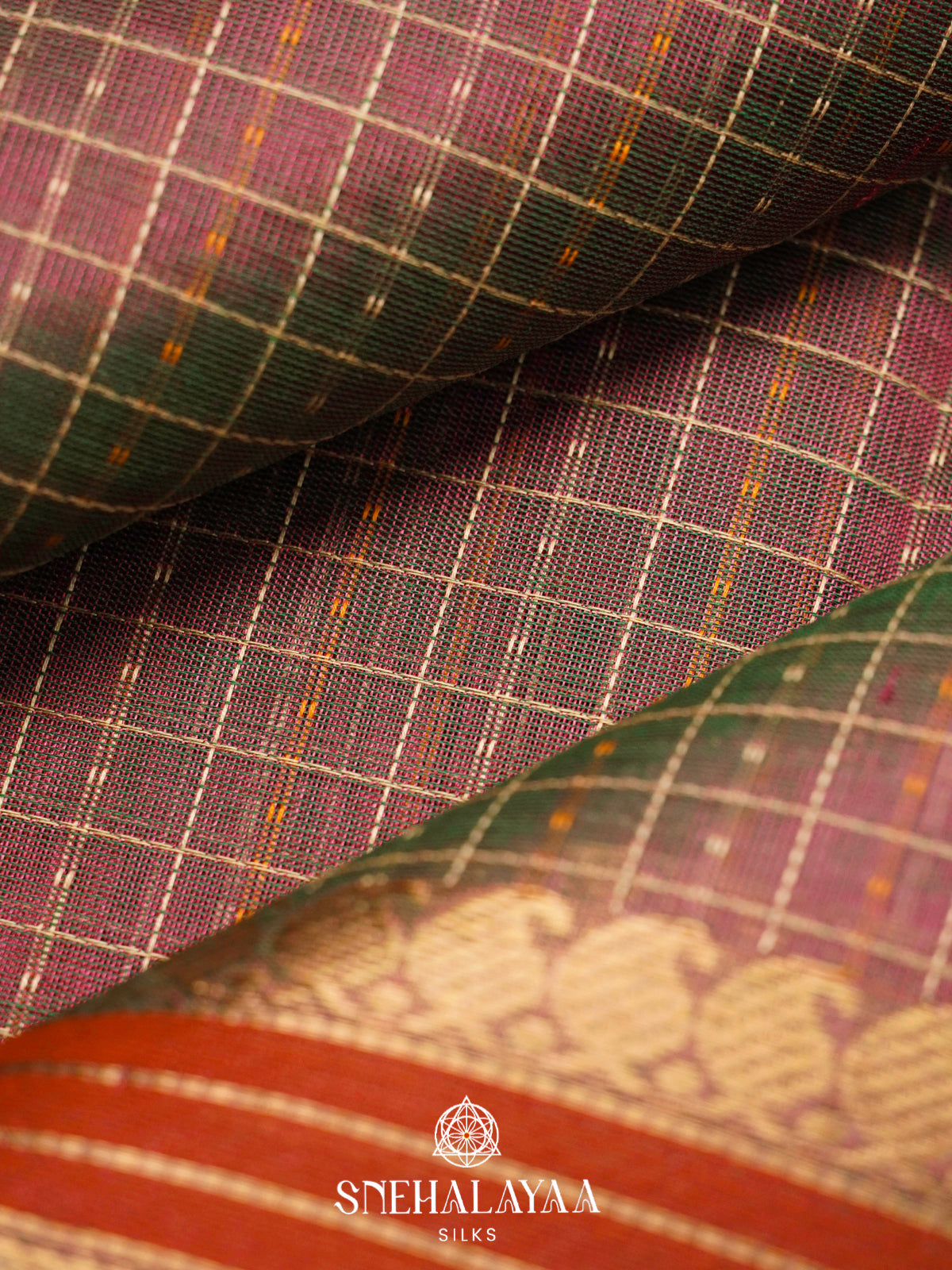 Brown Silk Cotton Saree with Rust Orange Border